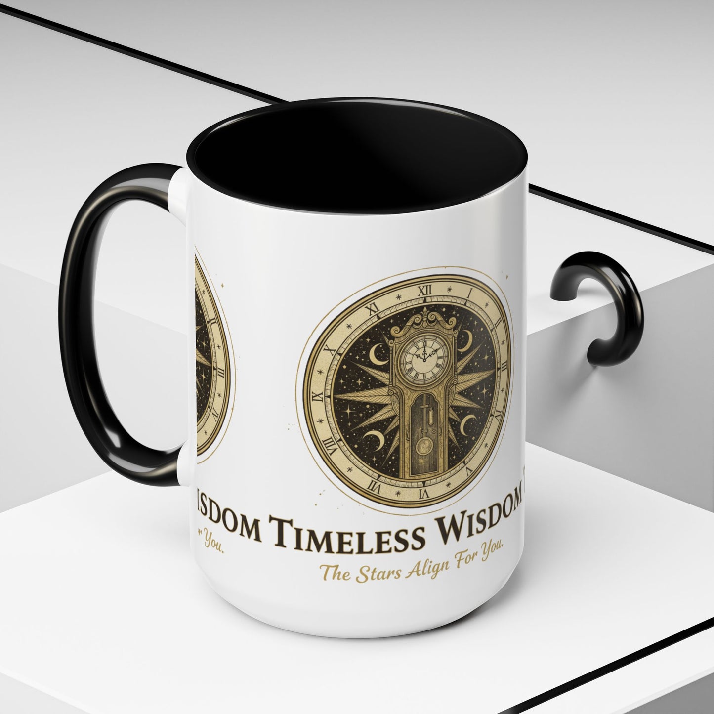 Vintage Celestial Clock Ceramic Coffee Mug | Timeless Wisdom Gift