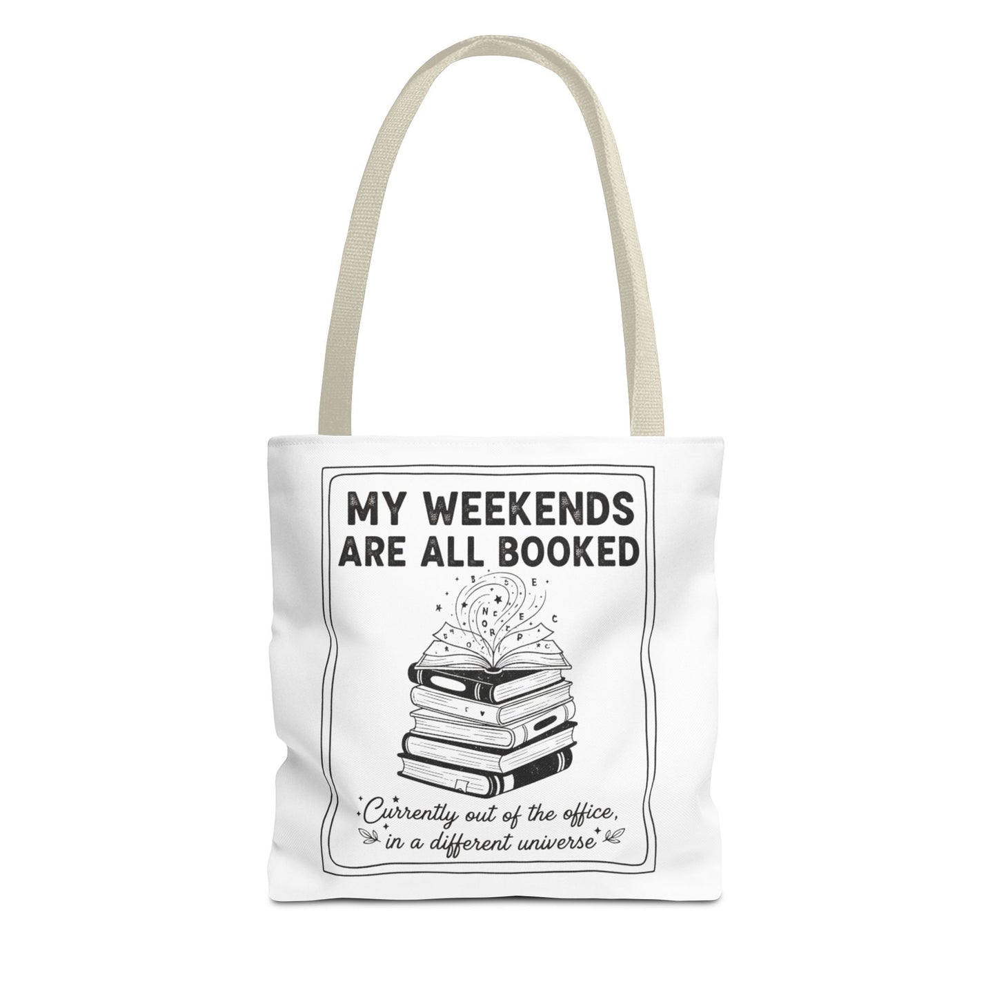 My Weekends Are All Booked Tote Bag | Funny Book Lover Gift | Bibliophile Aesthetic Canvas Bag | Literary Out of Office Tote