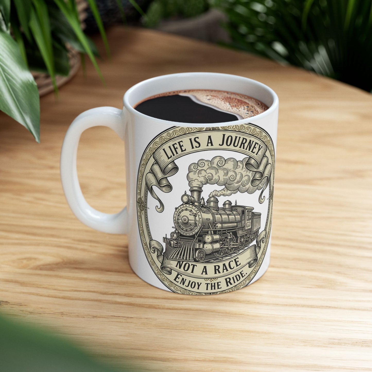Vintage Camper Road Trip Coffee Mug “Enjoy the Journey” Ceramic Accent Mug