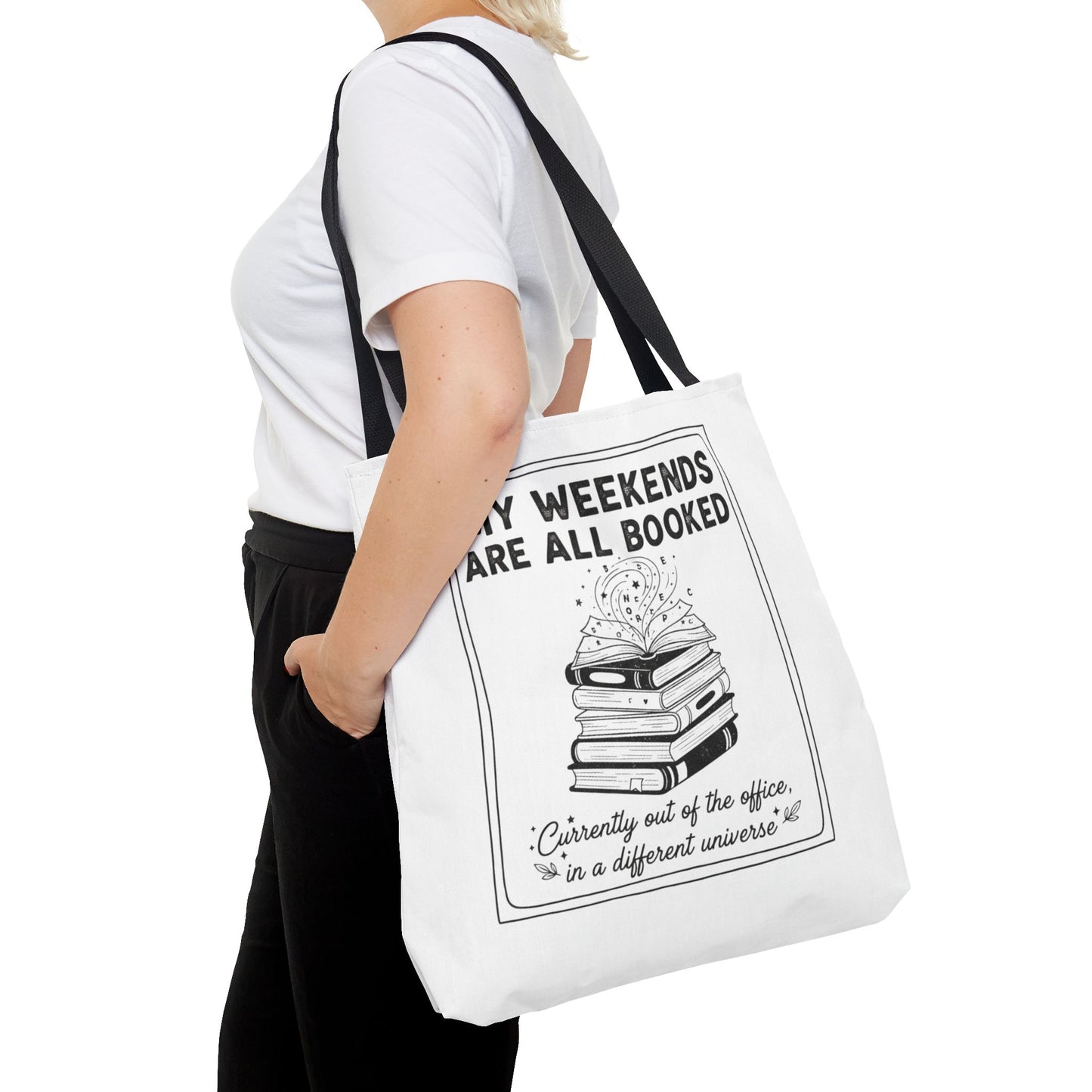 My Weekends Are All Booked Tote Bag | Funny Book Lover Gift | Bibliophile Aesthetic Canvas Bag | Literary Out of Office Tote