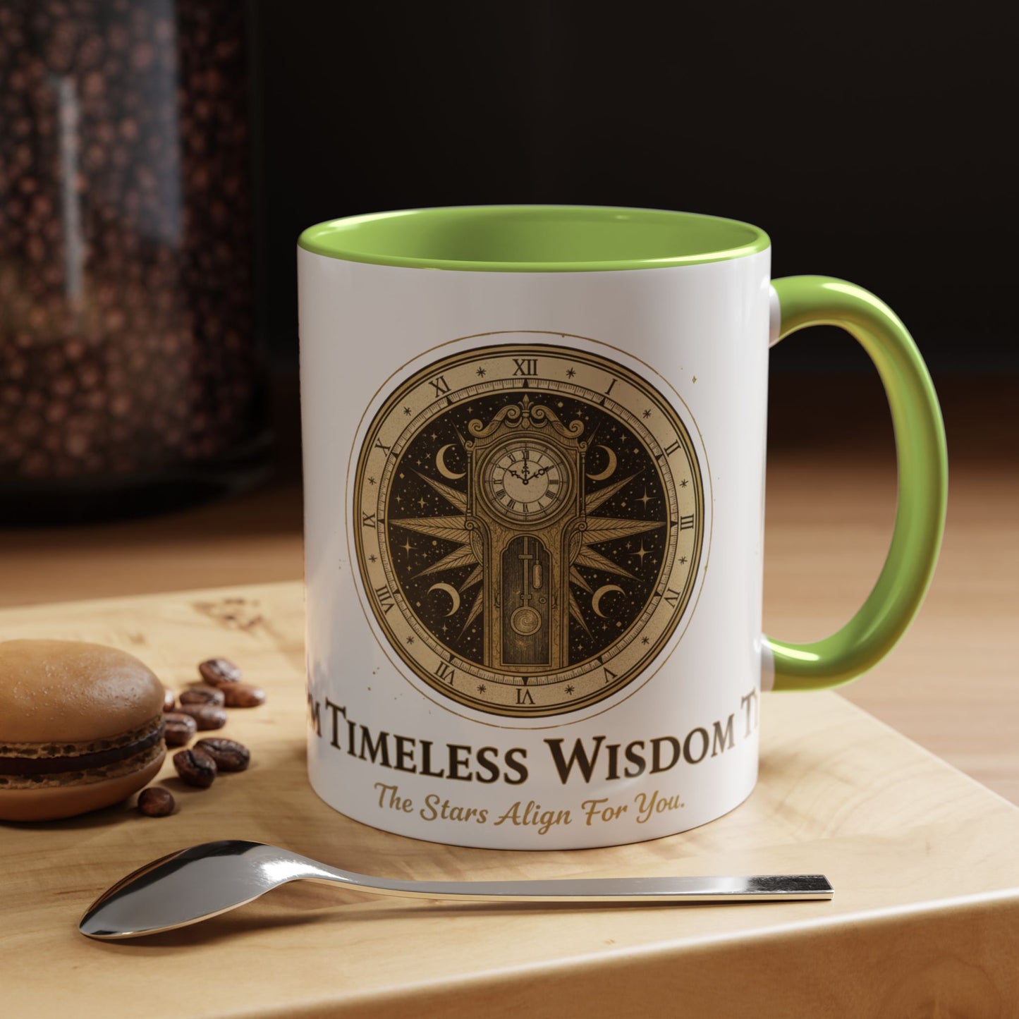 Vintage Celestial Clock Ceramic Coffee Mug | Timeless Wisdom Gift