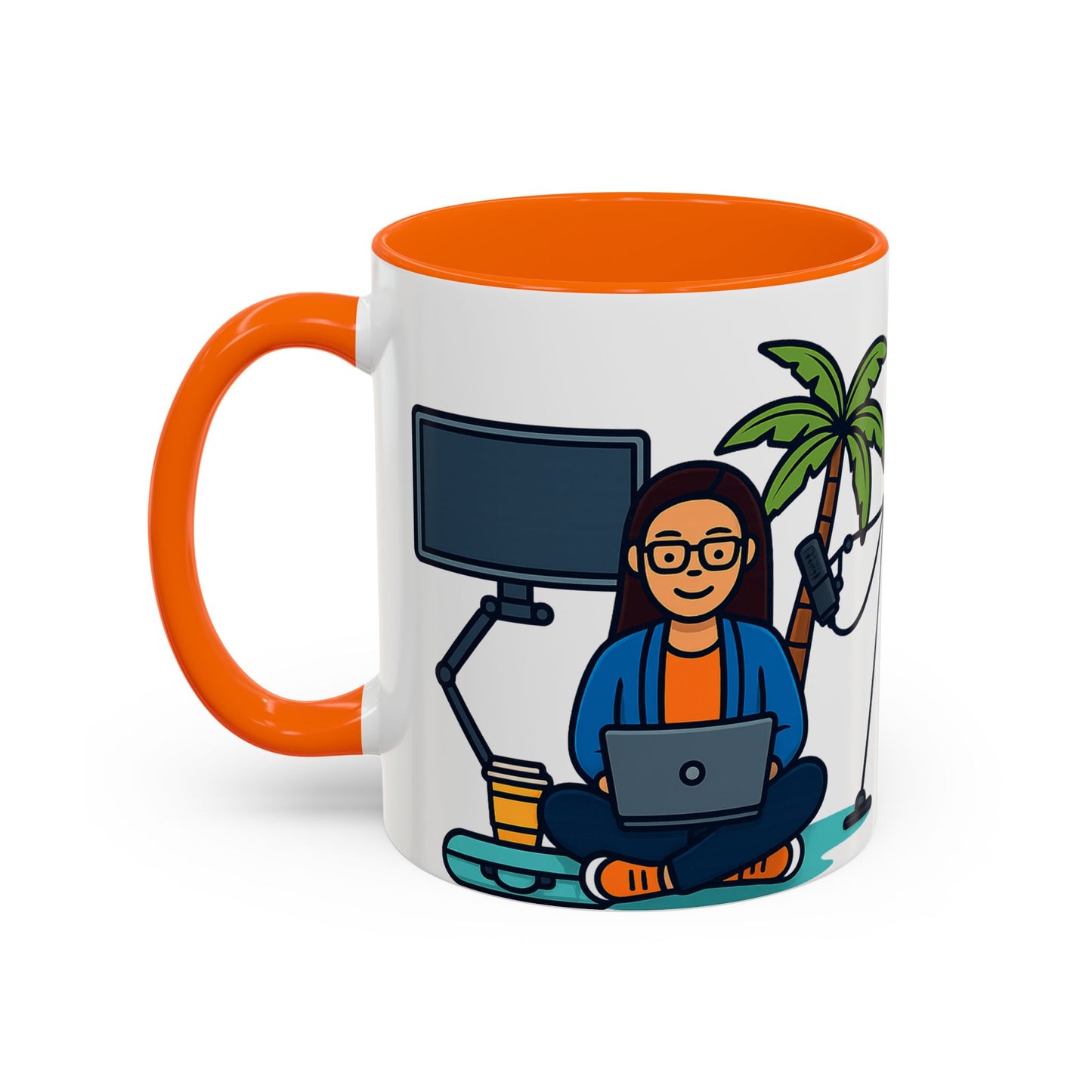 Island Podcast Coffee Mug Tropical Podcaster Illustration Ceramic Accent Mug