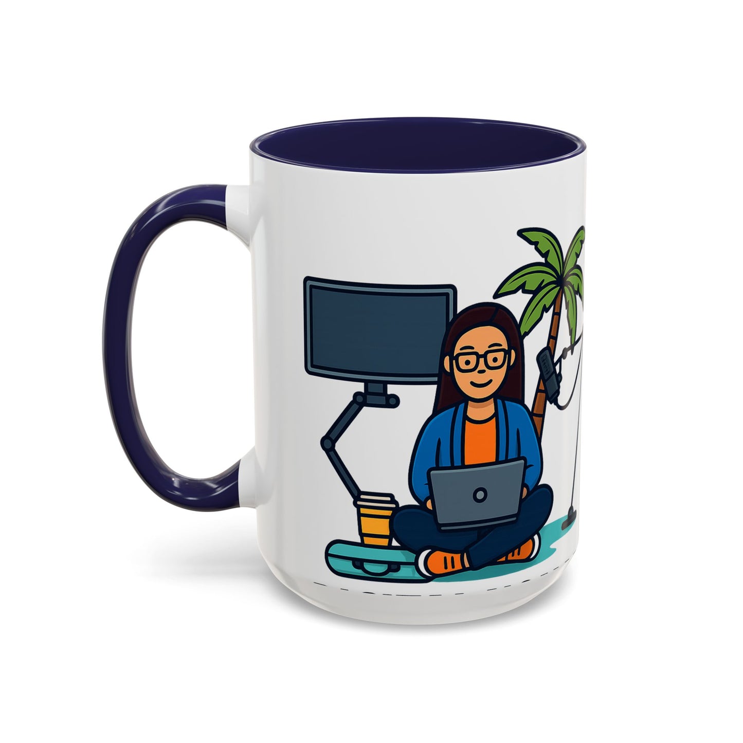 Island Podcast Coffee Mug Tropical Podcaster Illustration Ceramic Accent Mug