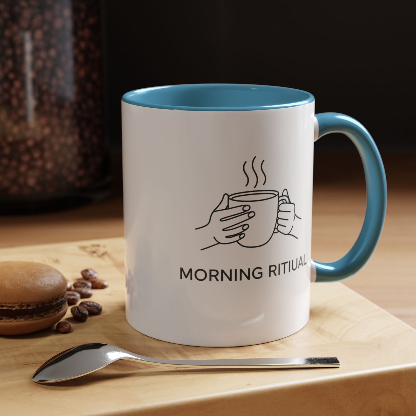 “Morning Ritual” Ceramic Coffee Mug, 11oz Accent Cup