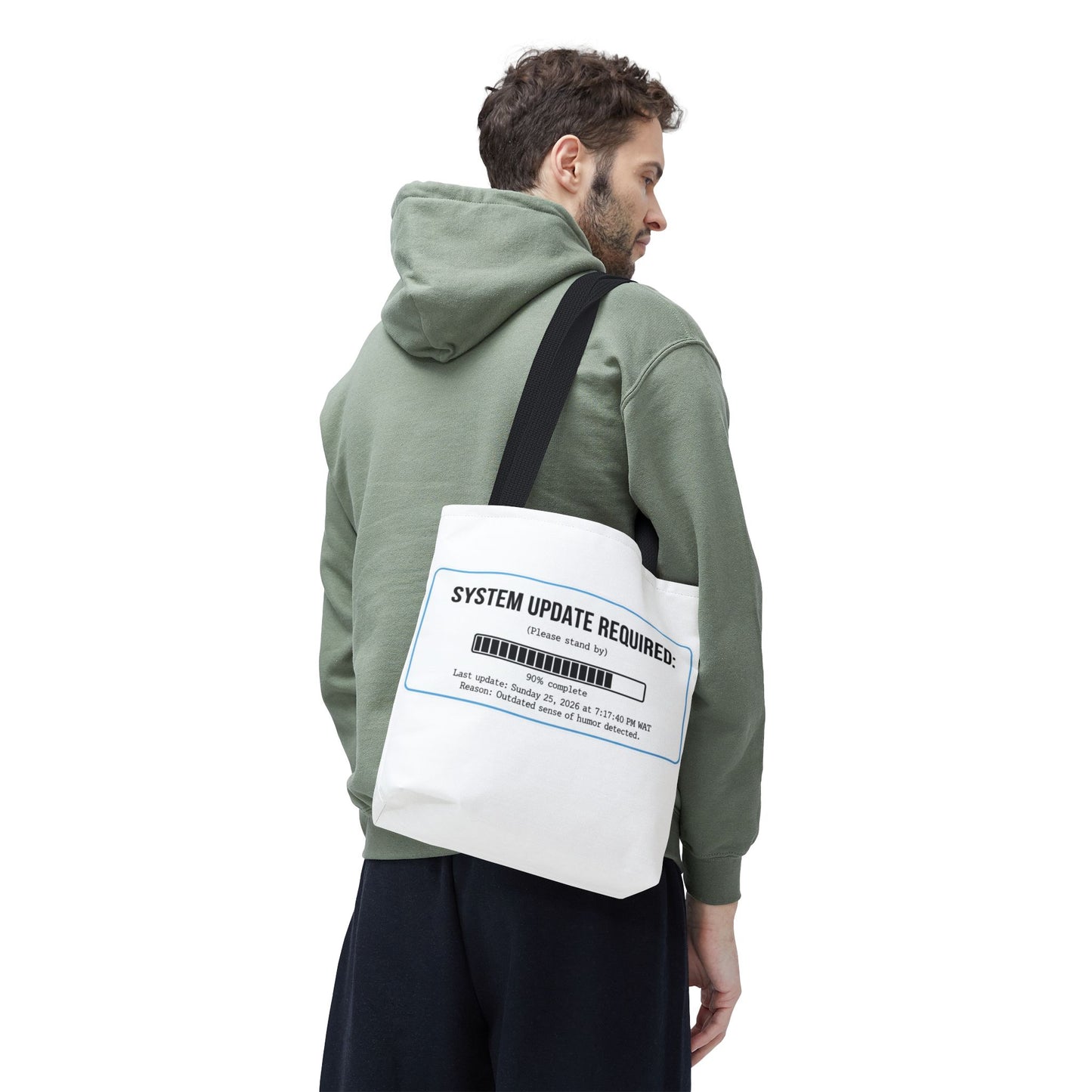 System Update Required Tote | Funny Tech Humor & Relatable "Outdated Humor" Canvas Bag