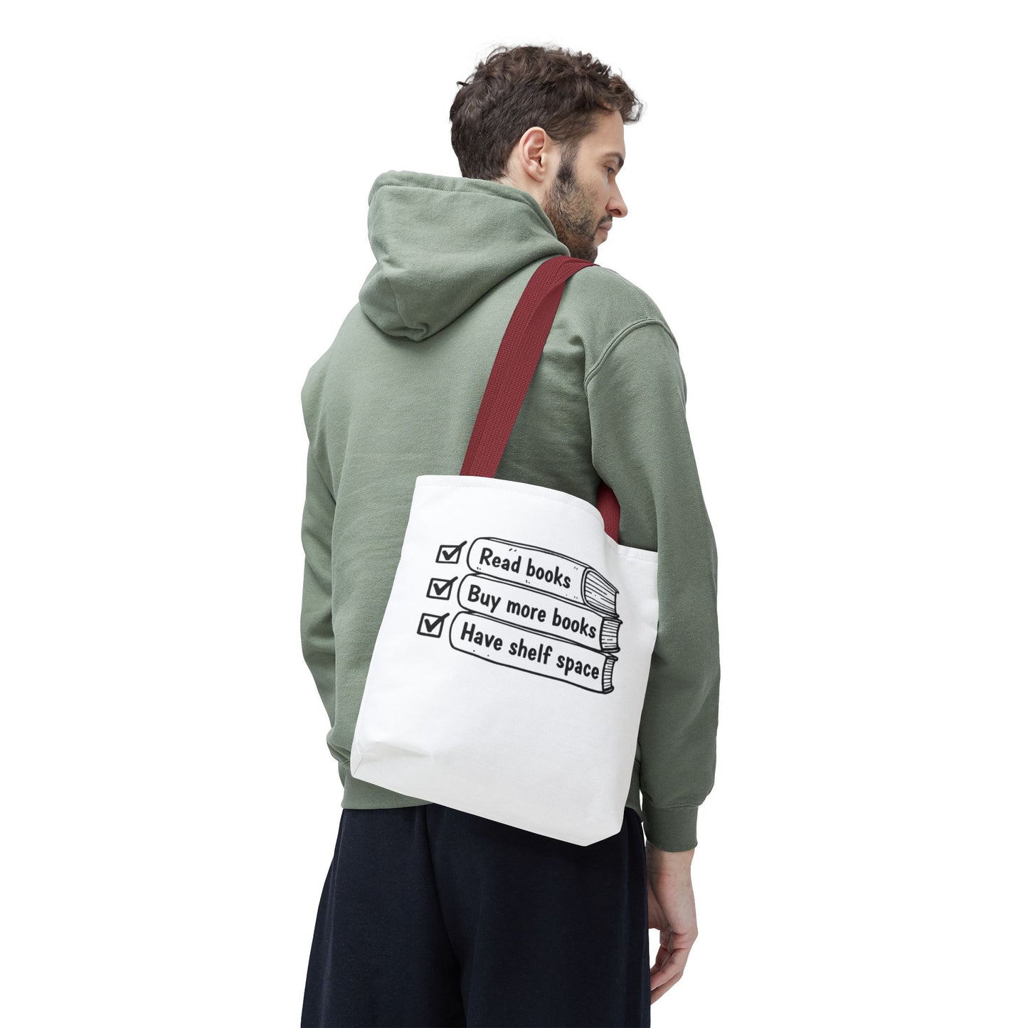 Booklover Tote Bag — "Read books, Buy more books, Have shelf space"