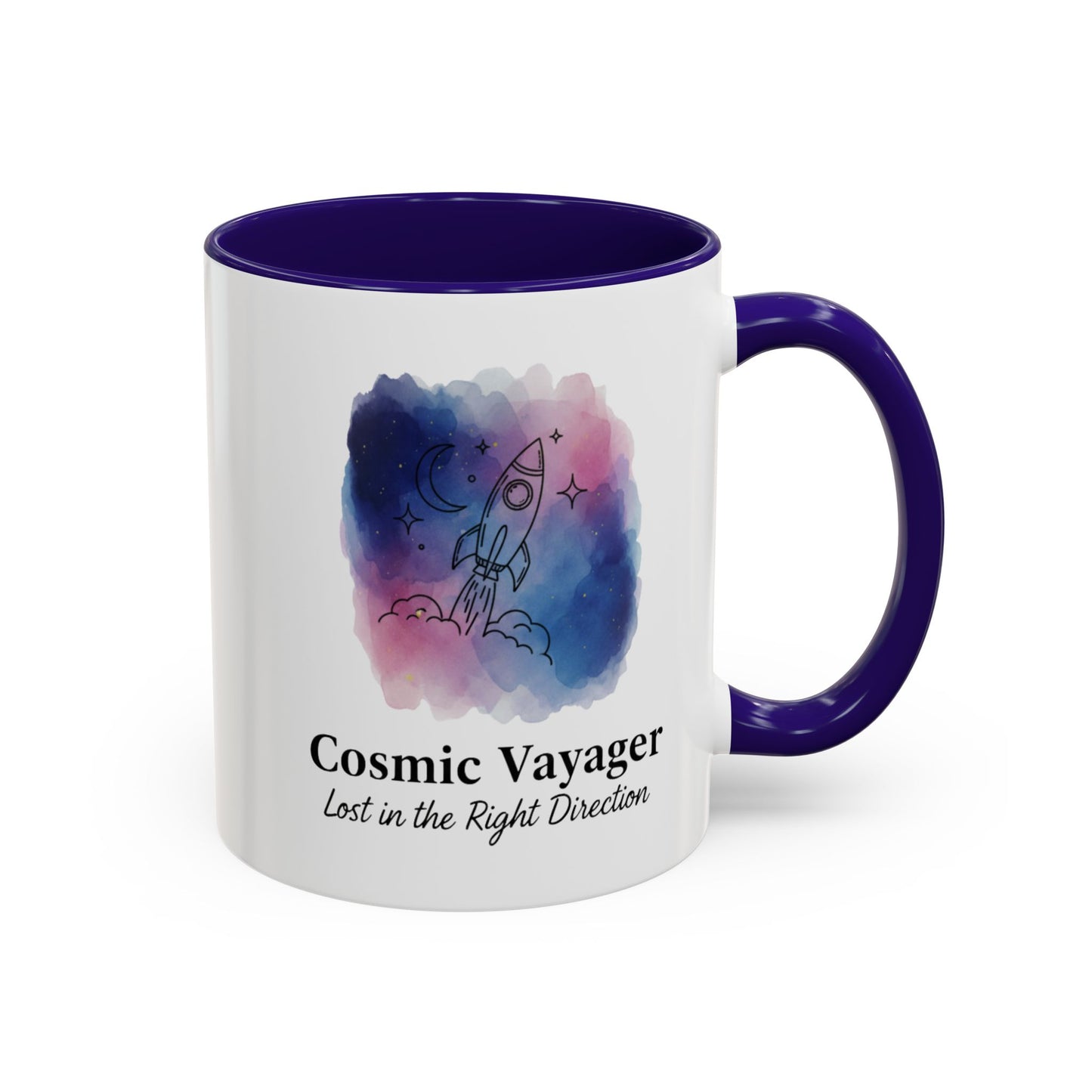 Cosmic Voyager Ceramic Coffee Mug – Space Rocket Art