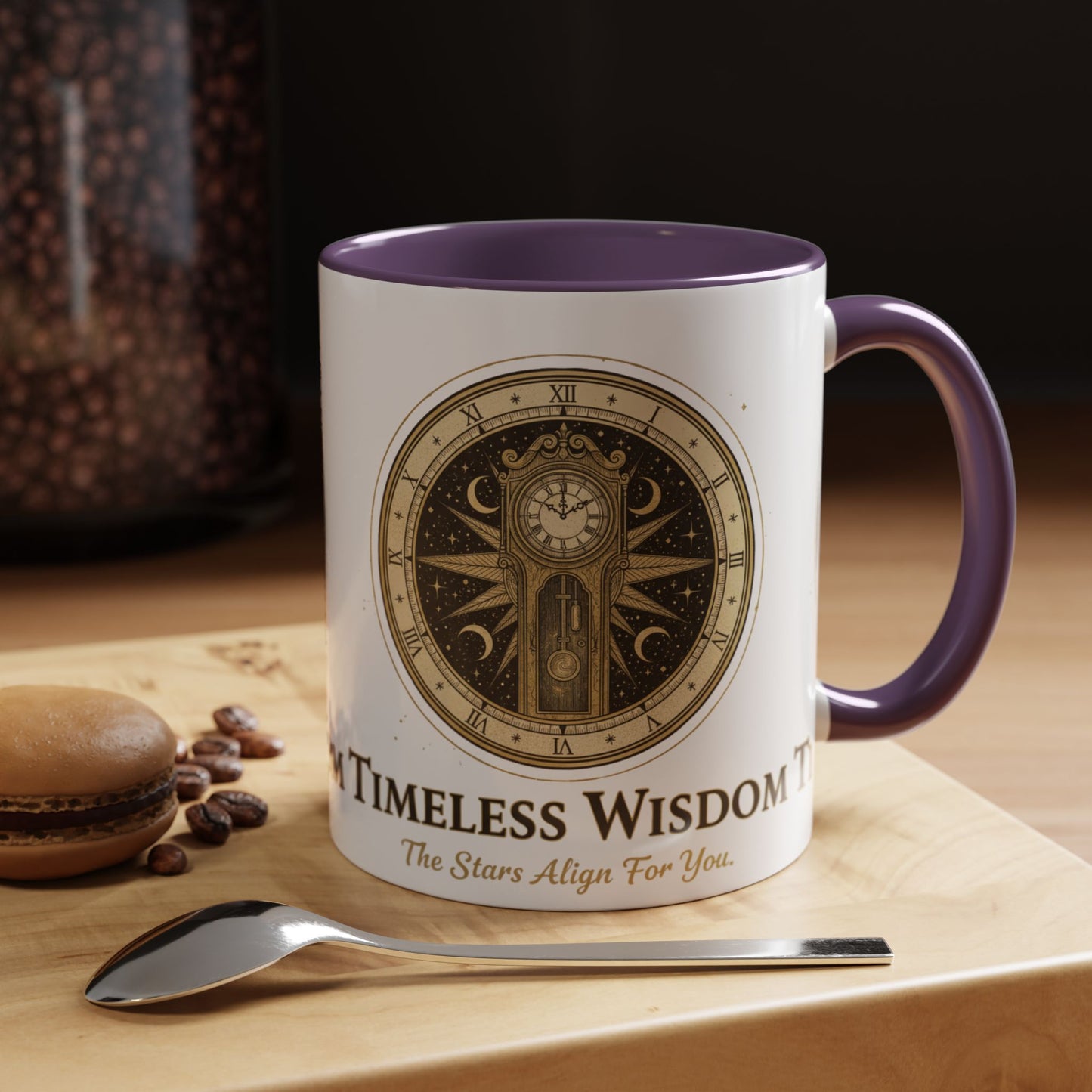Vintage Celestial Clock Ceramic Coffee Mug | Timeless Wisdom Gift