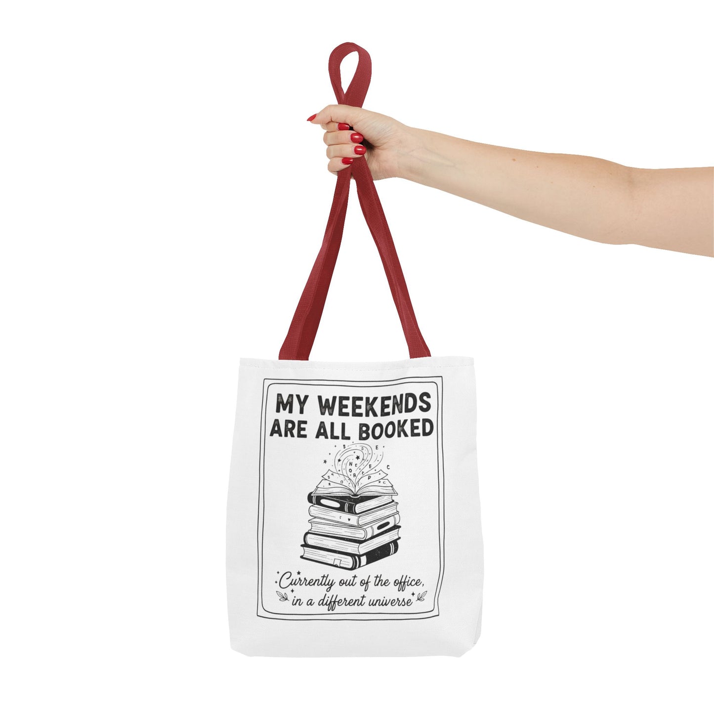 My Weekends Are All Booked Tote Bag | Funny Book Lover Gift | Bibliophile Aesthetic Canvas Bag | Literary Out of Office Tote