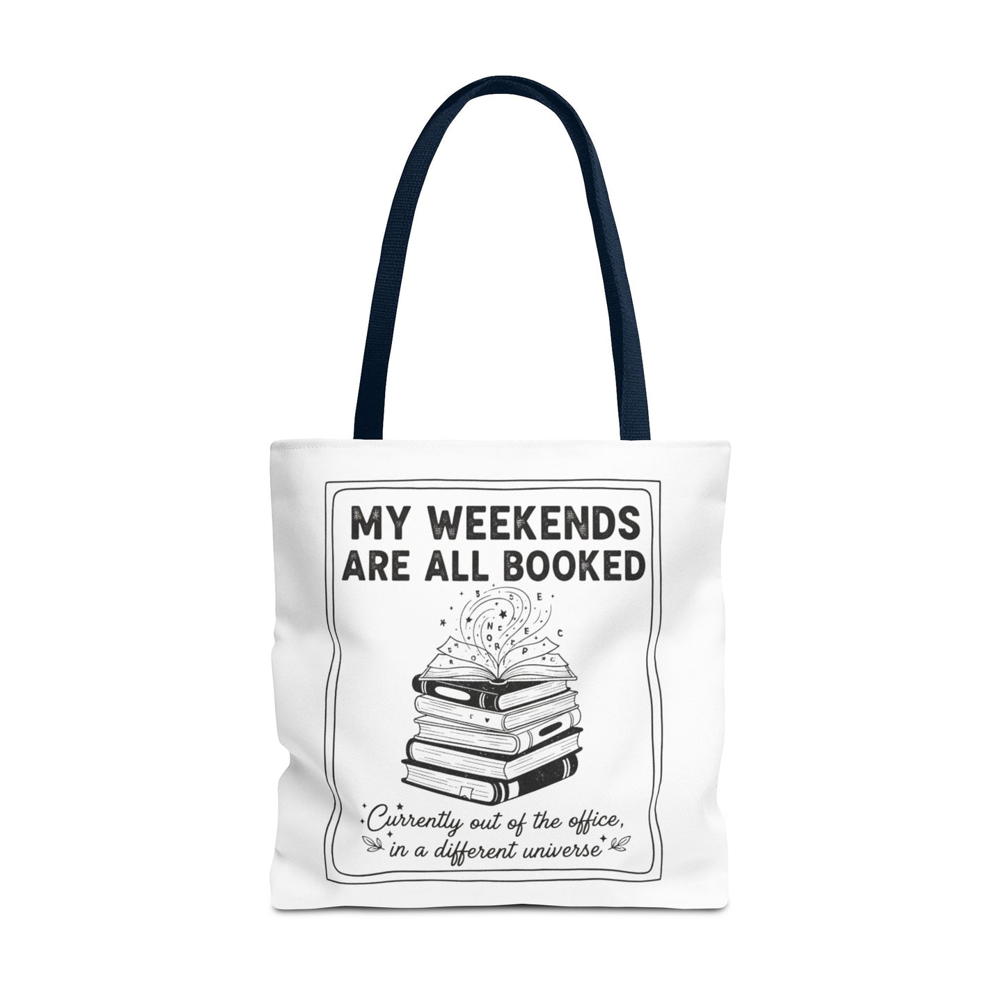 My Weekends Are All Booked Tote Bag | Funny Book Lover Gift | Bibliophile Aesthetic Canvas Bag | Literary Out of Office Tote