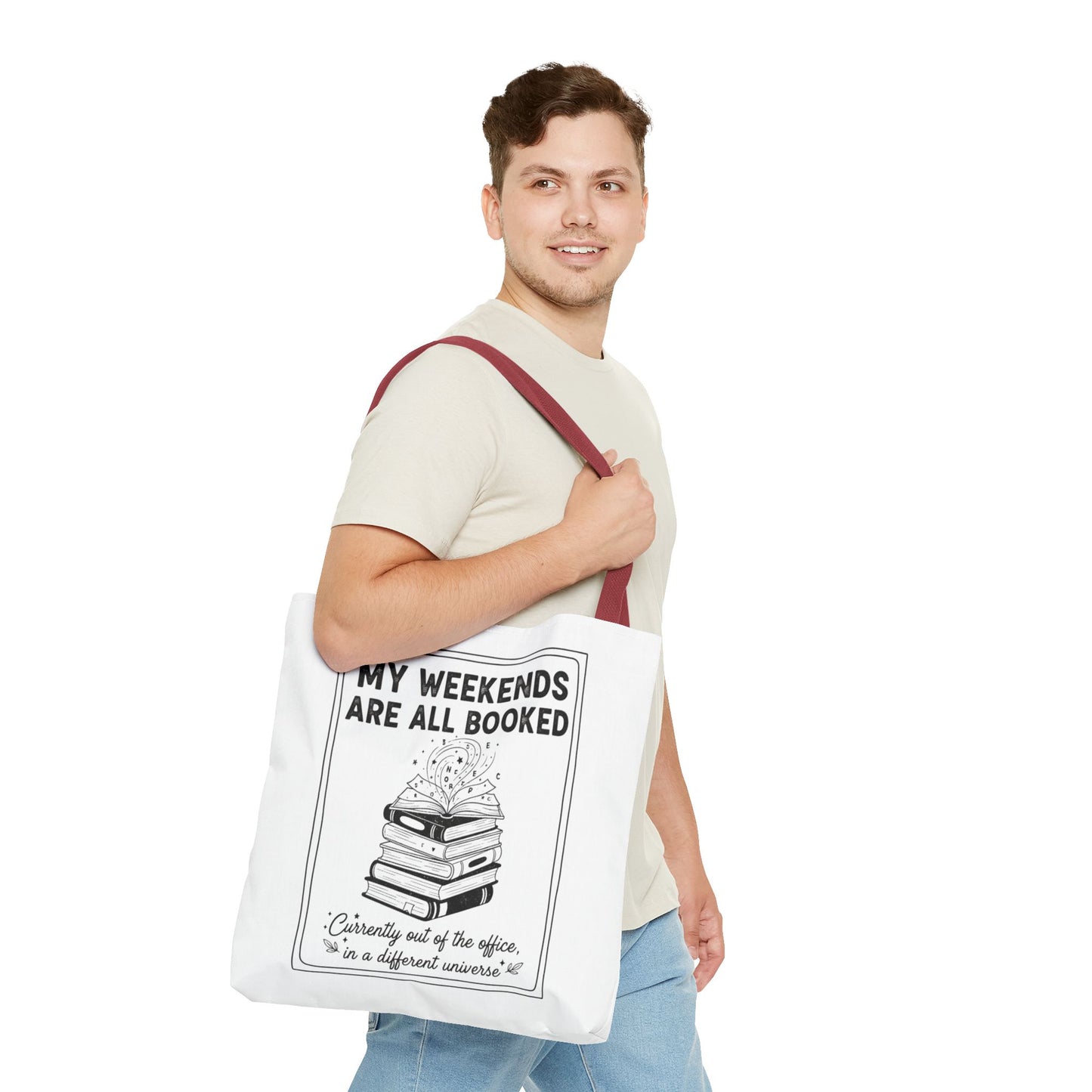 My Weekends Are All Booked Tote Bag | Funny Book Lover Gift | Bibliophile Aesthetic Canvas Bag | Literary Out of Office Tote