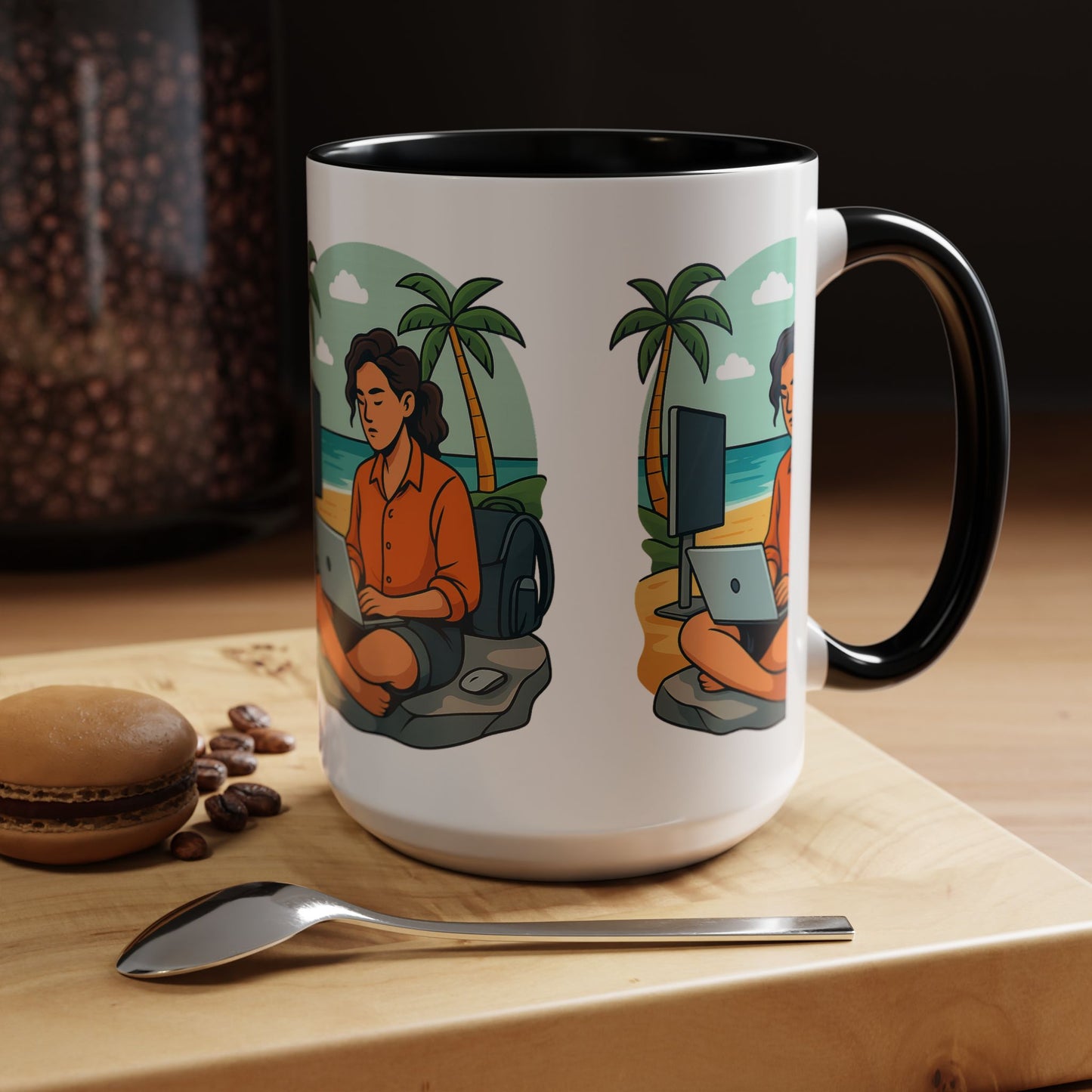 “Be Beautiful” Black-Trim Ceramic Coffee Mug