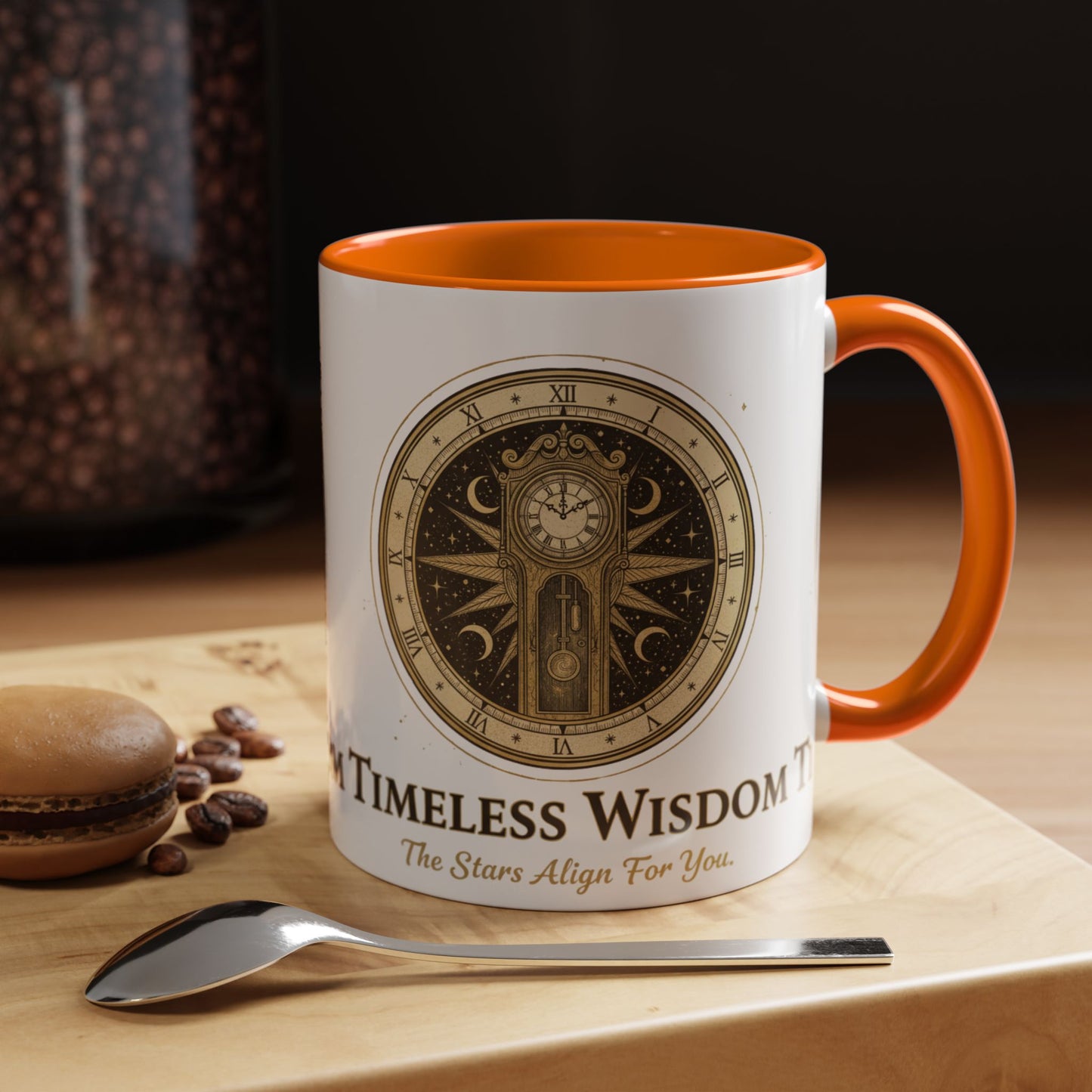 Vintage Celestial Clock Ceramic Coffee Mug | Timeless Wisdom Gift