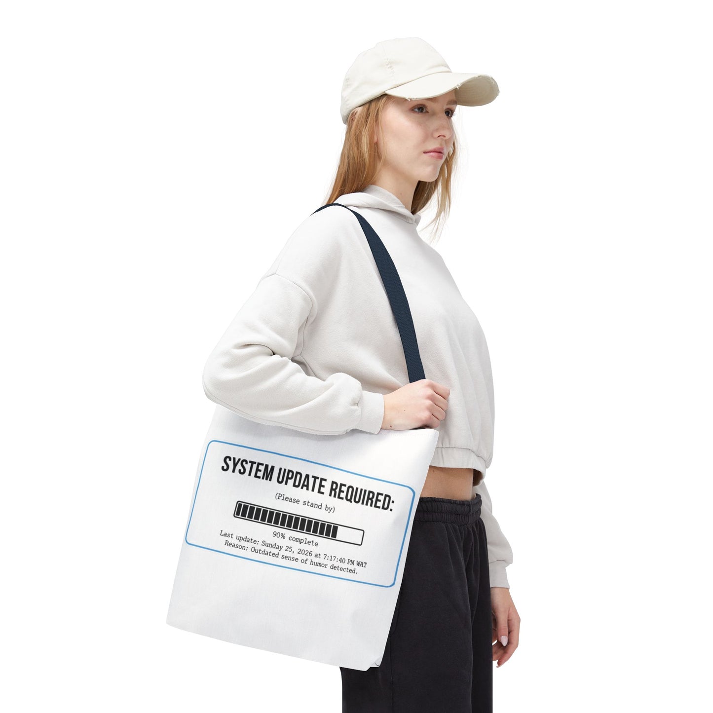System Update Required Tote | Funny Tech Humor & Relatable "Outdated Humor" Canvas Bag