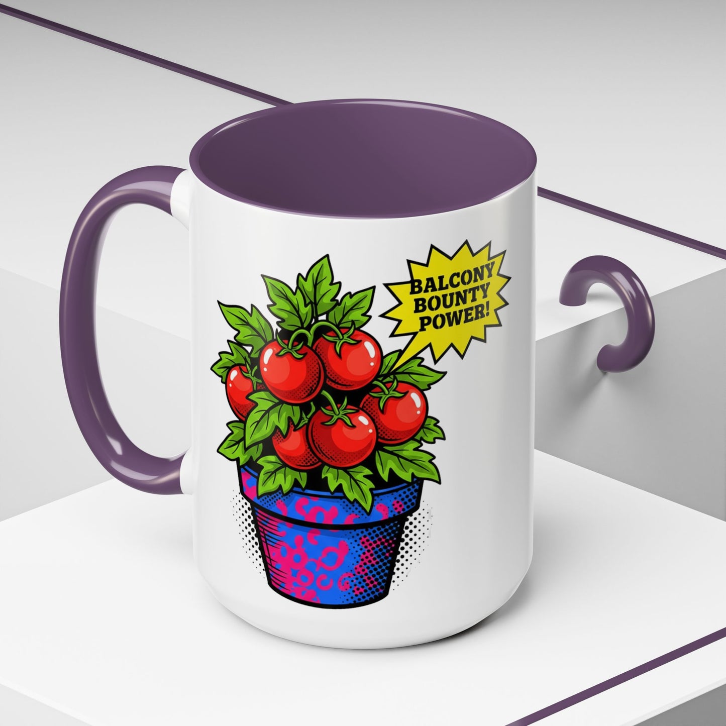“Balcony Bounty Power!” Coffee Mug – Tomato Plant Garden Accent Mug