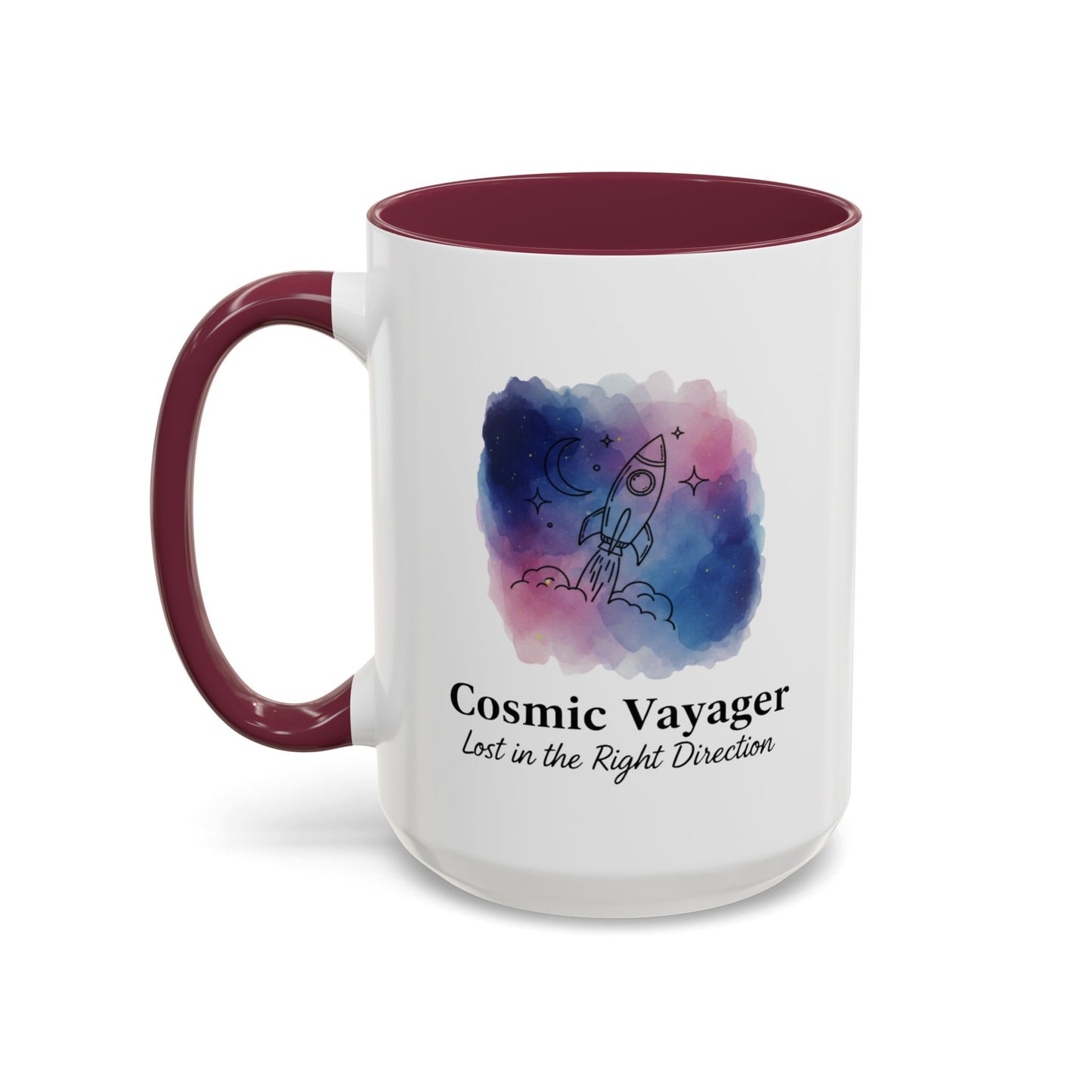 Cosmic Voyager Ceramic Coffee Mug – Space Rocket Art