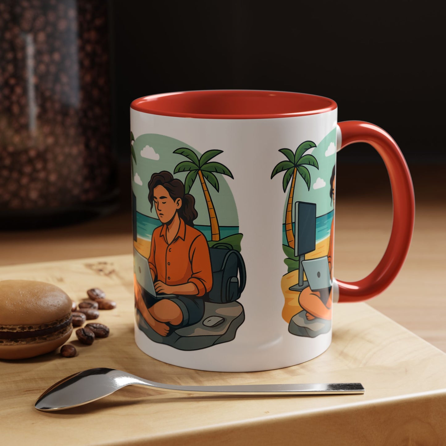 “Be Beautiful” Black-Trim Ceramic Coffee Mug