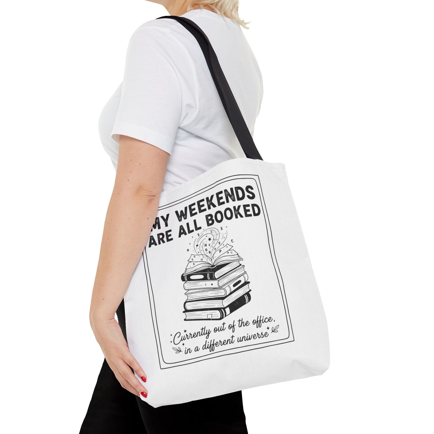 My Weekends Are All Booked Tote Bag | Funny Book Lover Gift | Bibliophile Aesthetic Canvas Bag | Literary Out of Office Tote