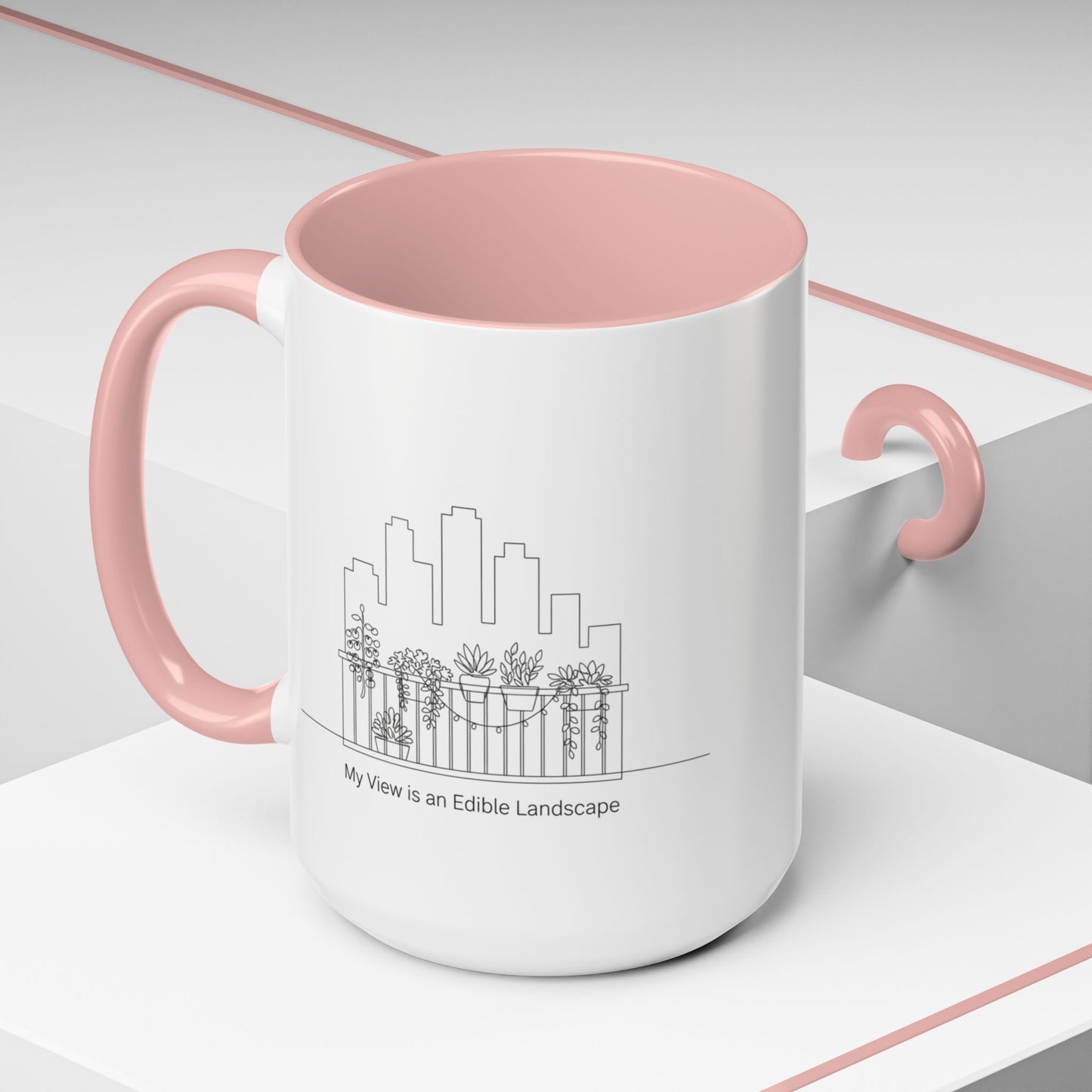 City Skyline Ceramic Coffee Mug, 11/15 oz Minimalist Design