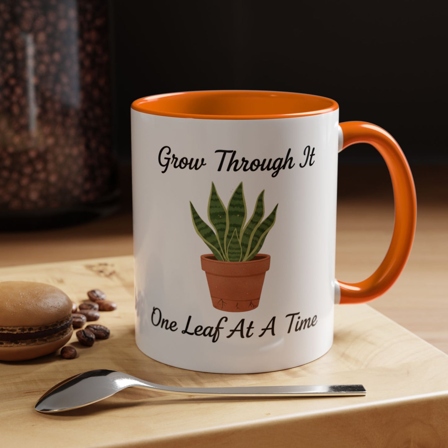 Grow Through It Coffee Mug “One Leaf At A Time” Plant Lover Ceramic Accent Mug