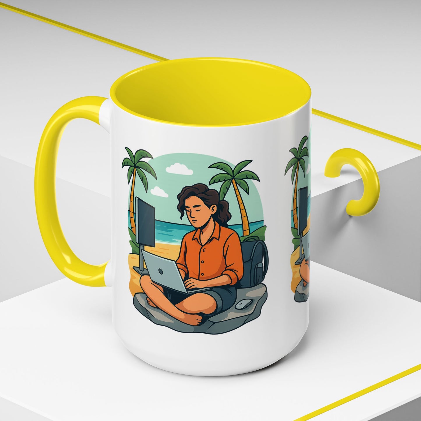 “Be Beautiful” Black-Trim Ceramic Coffee Mug