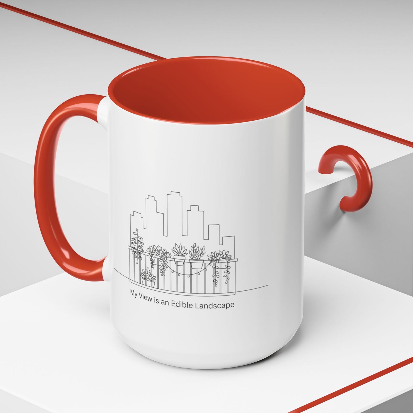 City Skyline Ceramic Coffee Mug, 11/15 oz Minimalist Design