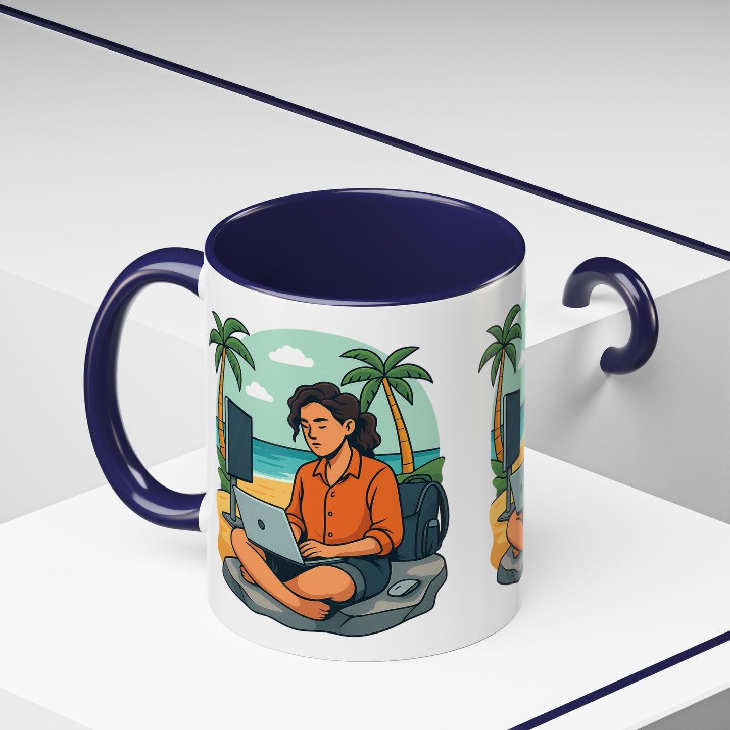 “Be Beautiful” Black-Trim Ceramic Coffee Mug
