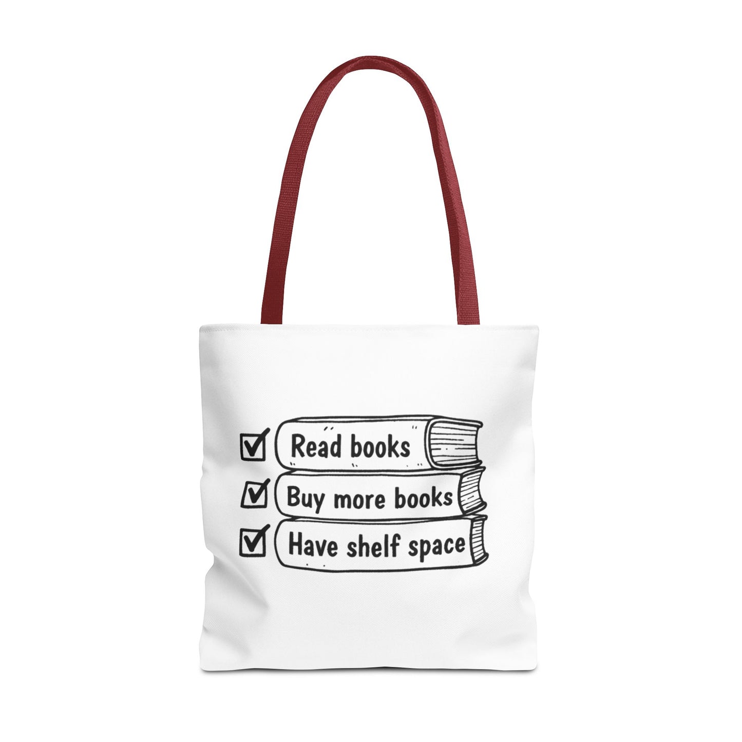 Booklover Tote Bag — "Read books, Buy more books, Have shelf space"