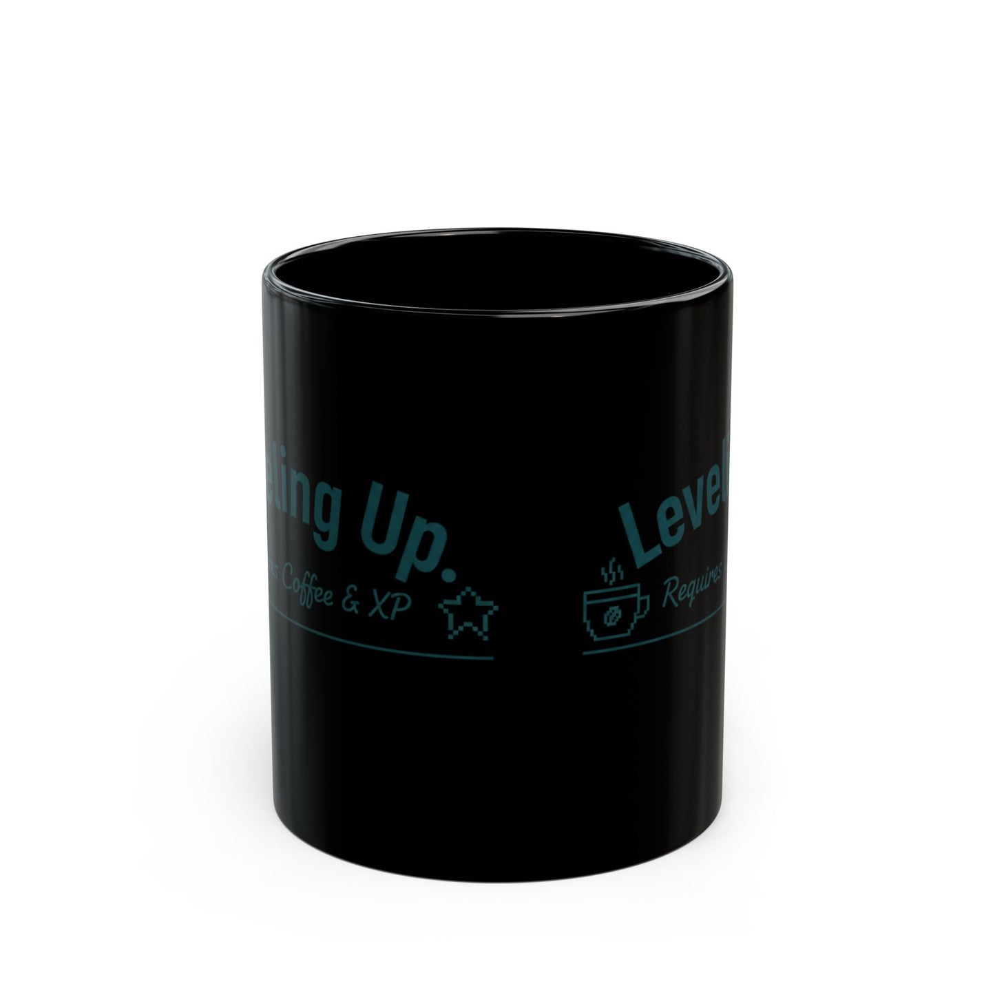 Black Ceramic Gaming Coffee Mug – "Leveling Up. Requires Coffee & XP"