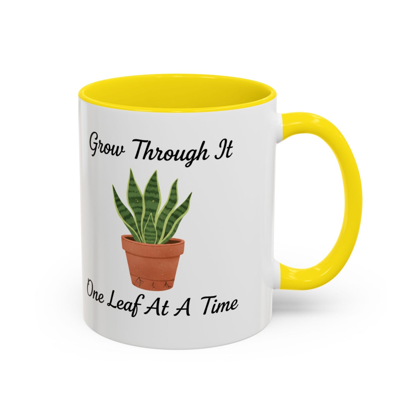 Grow Through It Coffee Mug “One Leaf At A Time” Plant Lover Ceramic Accent Mug