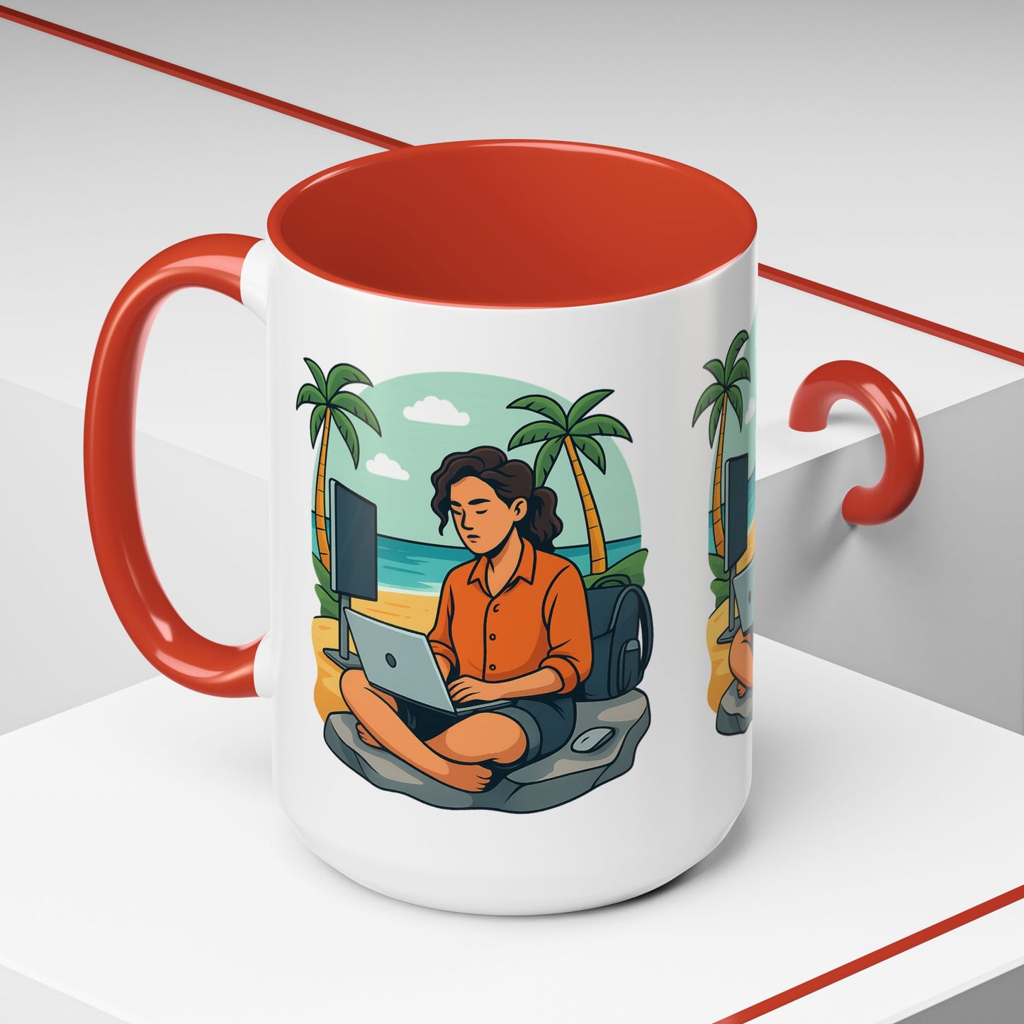 “Be Beautiful” Black-Trim Ceramic Coffee Mug