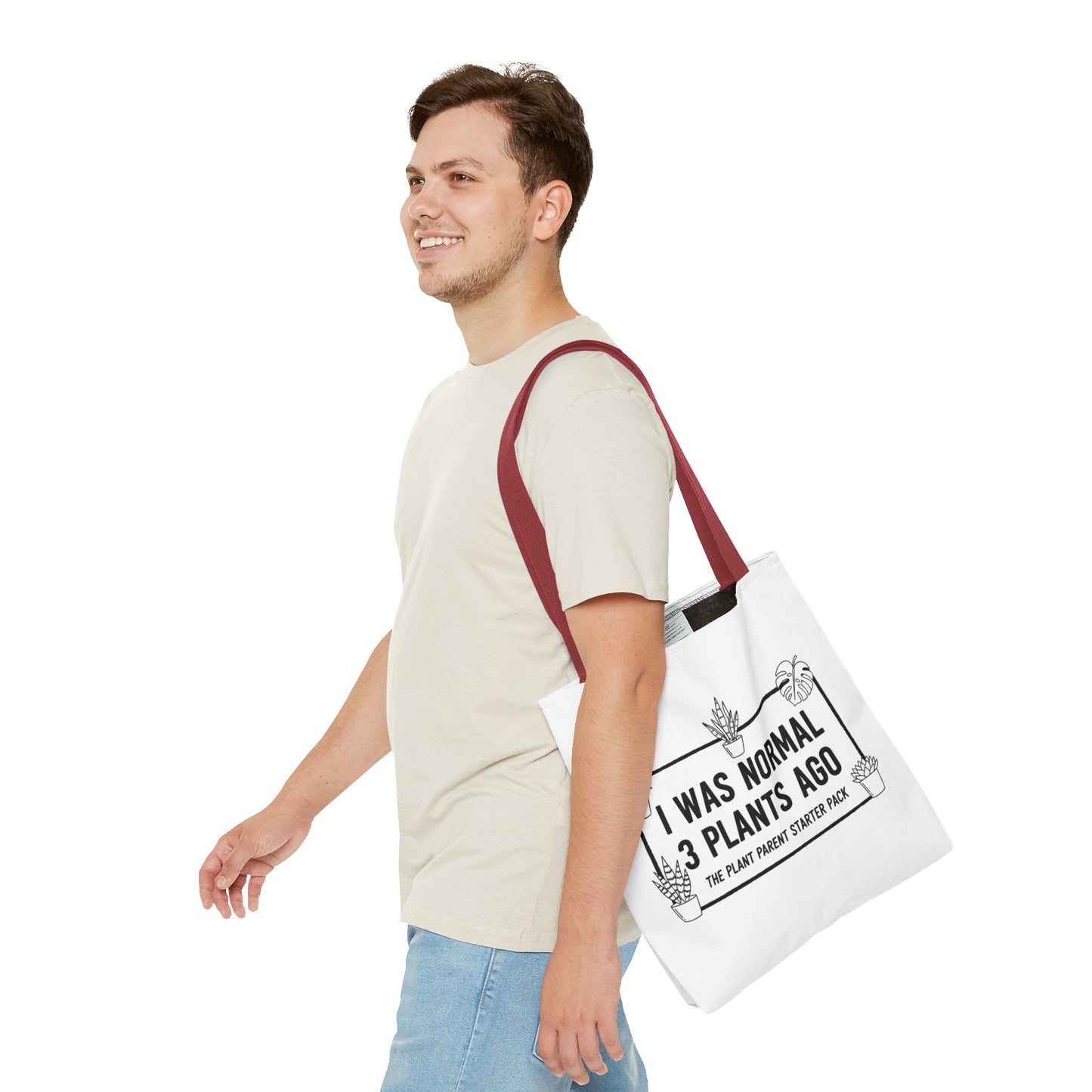 Funny Plant Parent Canvas Tote Bag | I Was Normal 3 Plants Ago Gift