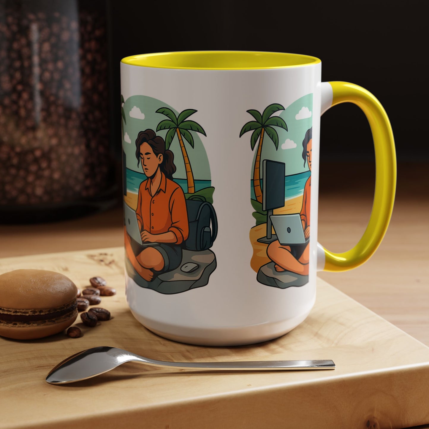 “Be Beautiful” Black-Trim Ceramic Coffee Mug