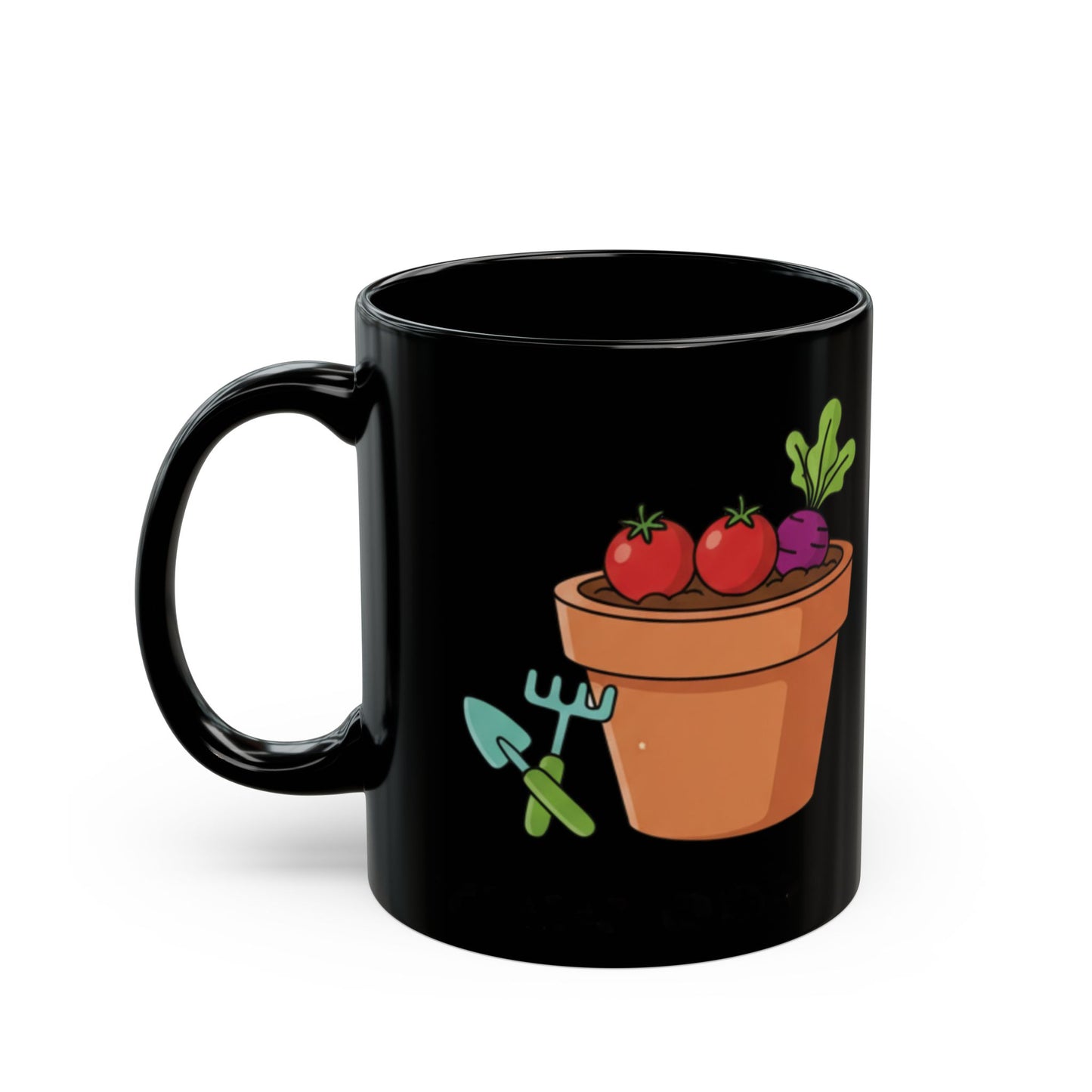 Black Ceramic Veggie Garden Coffee Mug