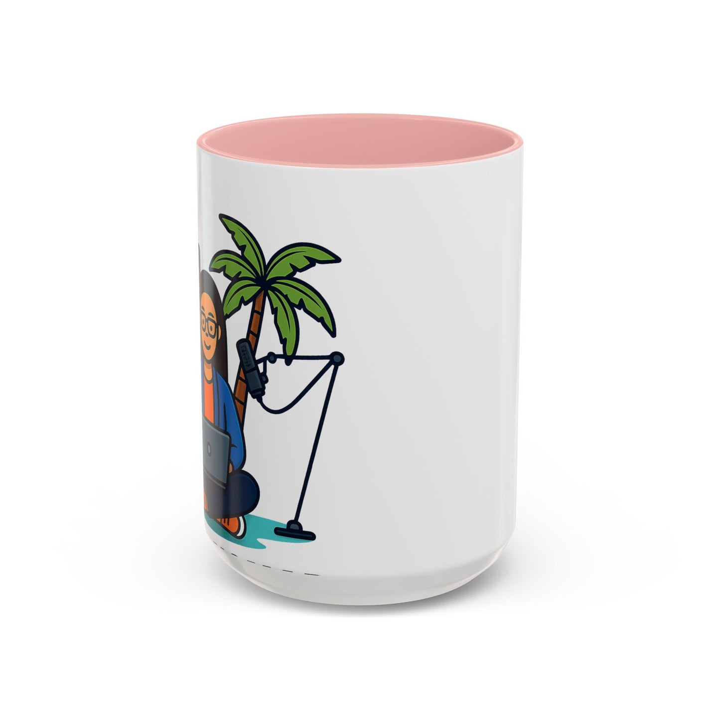 Island Podcast Coffee Mug Tropical Podcaster Illustration Ceramic Accent Mug