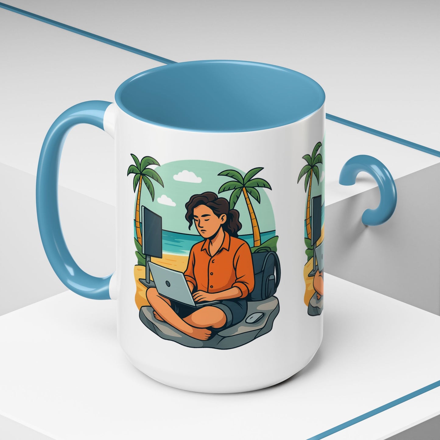 “Be Beautiful” Black-Trim Ceramic Coffee Mug