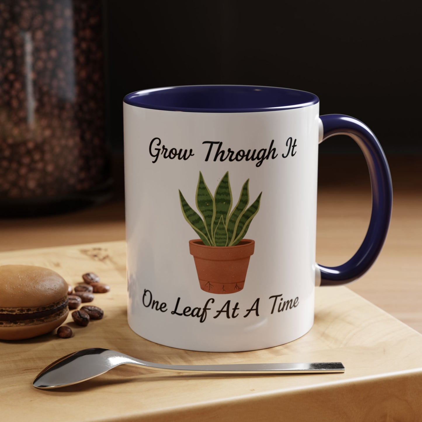 Grow Through It Coffee Mug “One Leaf At A Time” Plant Lover Ceramic Accent Mug