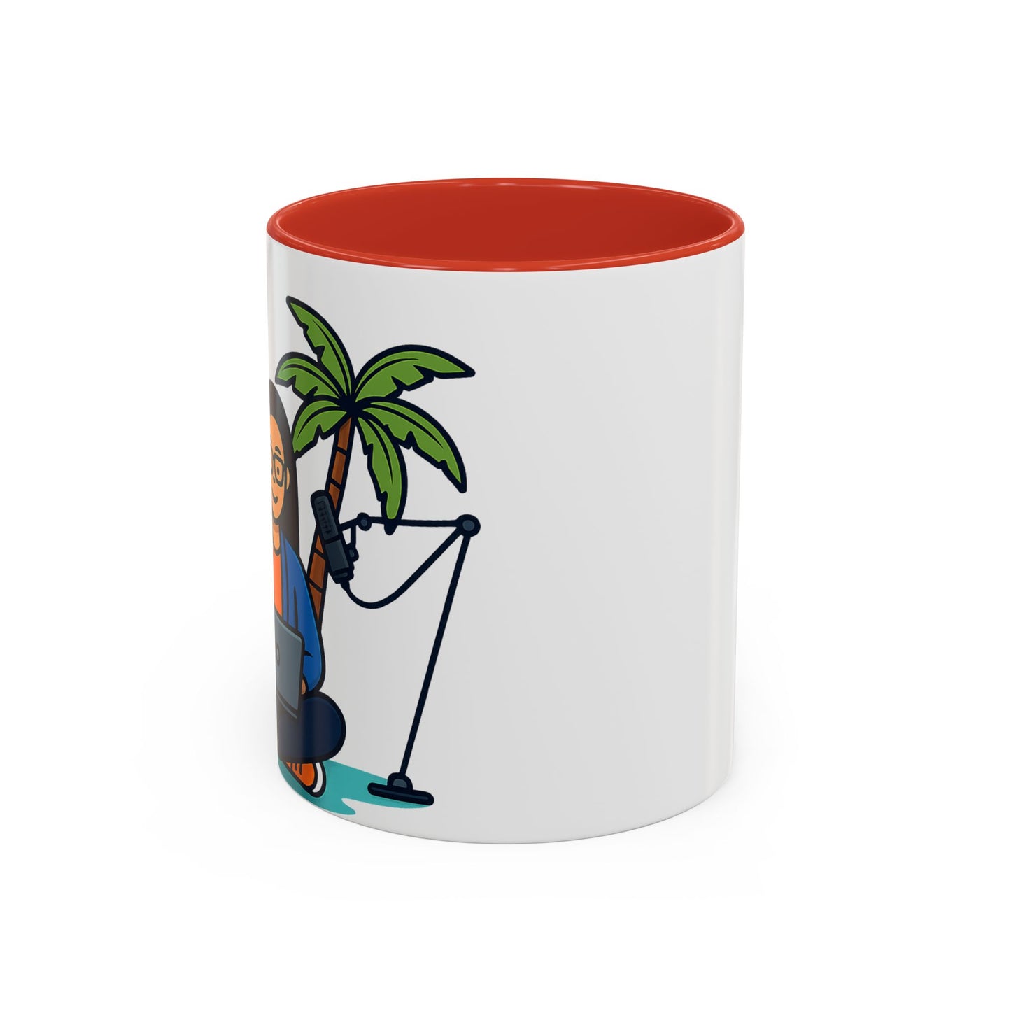 Island Podcast Coffee Mug Tropical Podcaster Illustration Ceramic Accent Mug