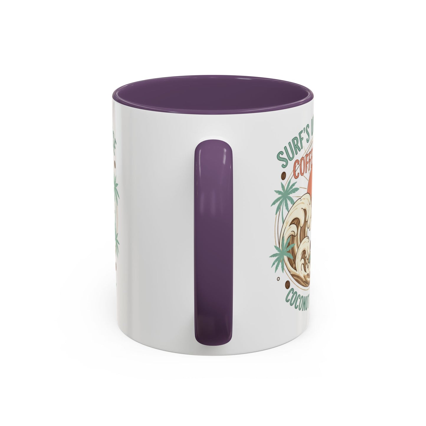 Coffee Mug “Surf’s Up Sunrise: Coconut & Caffeine” Tropical Surf Monkey Accent Mug