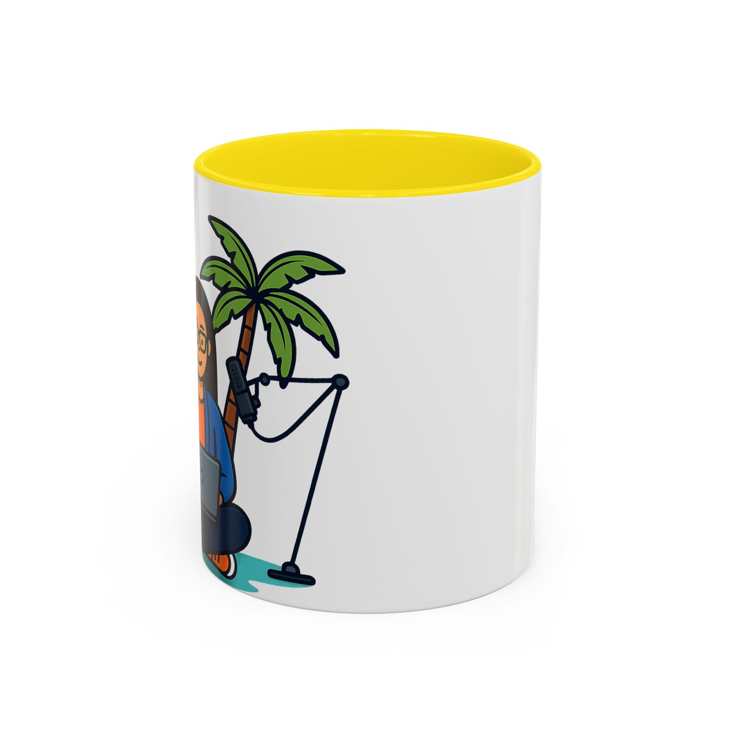 Island Podcast Coffee Mug Tropical Podcaster Illustration Ceramic Accent Mug