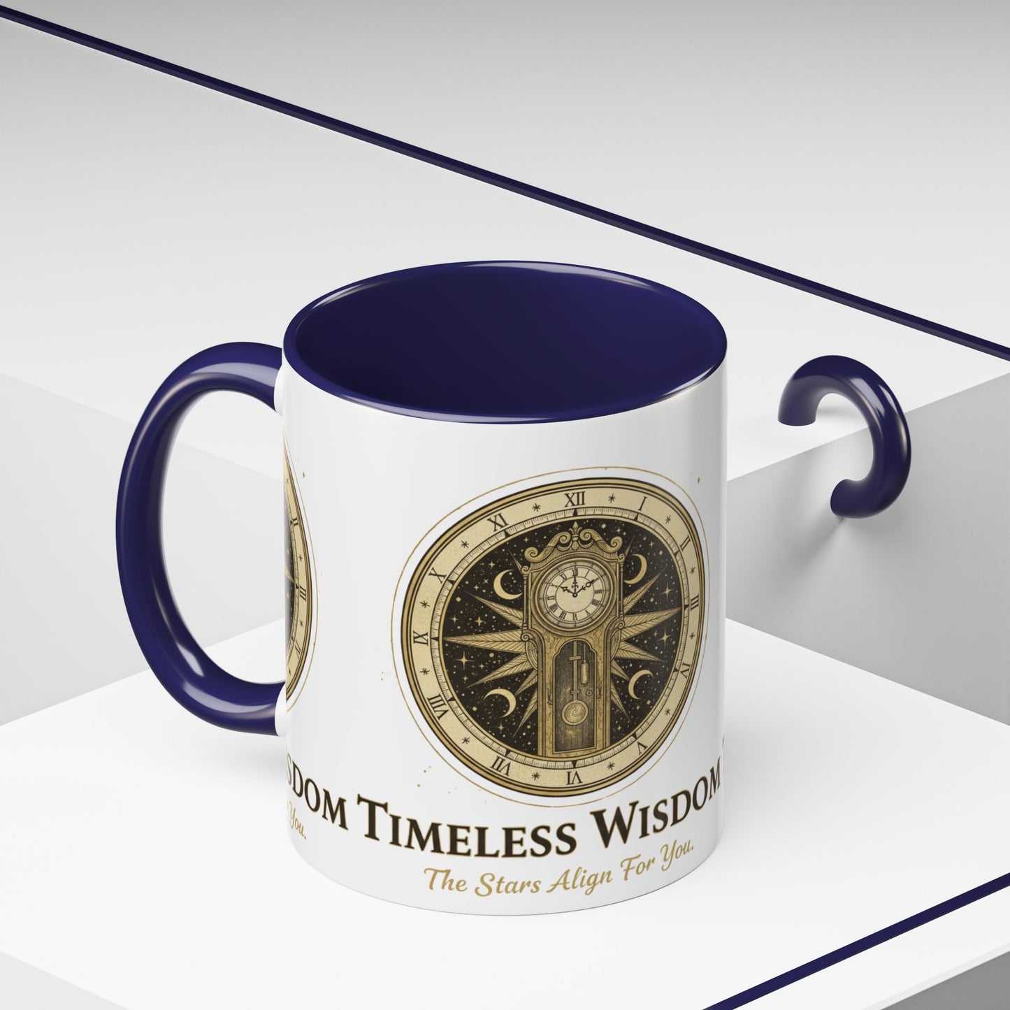 Vintage Celestial Clock Ceramic Coffee Mug | Timeless Wisdom Gift