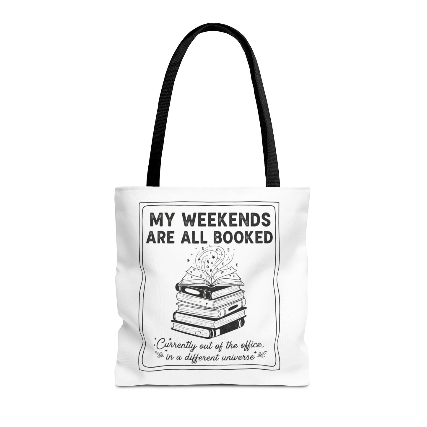 My Weekends Are All Booked Tote Bag | Funny Book Lover Gift | Bibliophile Aesthetic Canvas Bag | Literary Out of Office Tote