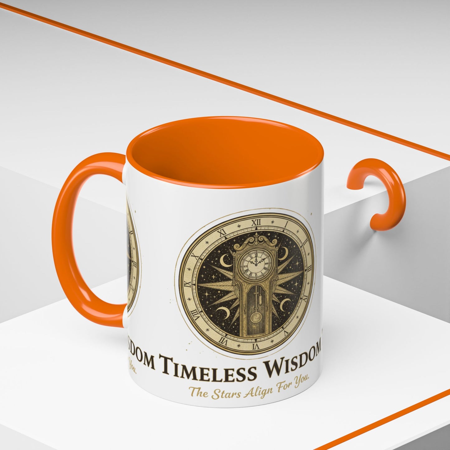 Vintage Celestial Clock Ceramic Coffee Mug | Timeless Wisdom Gift