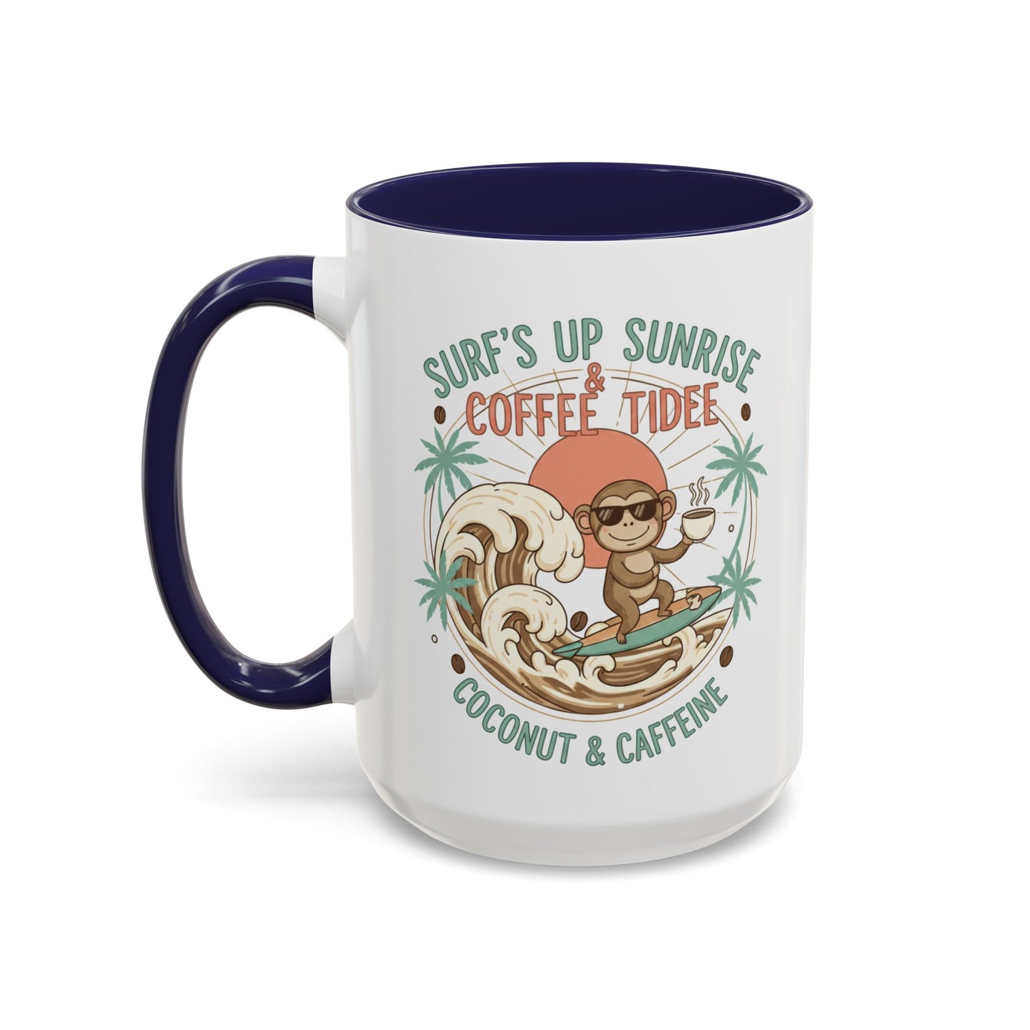 Tropical Surf Monkey Ceramic Coffee Mug | Surf's Up Sunrise Beach Gift