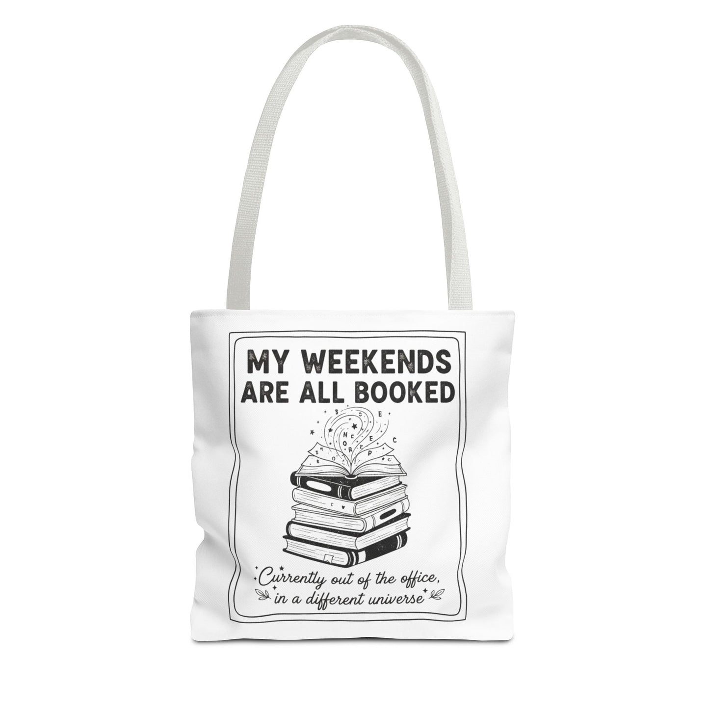 My Weekends Are All Booked Tote Bag | Funny Book Lover Gift | Bibliophile Aesthetic Canvas Bag | Literary Out of Office Tote