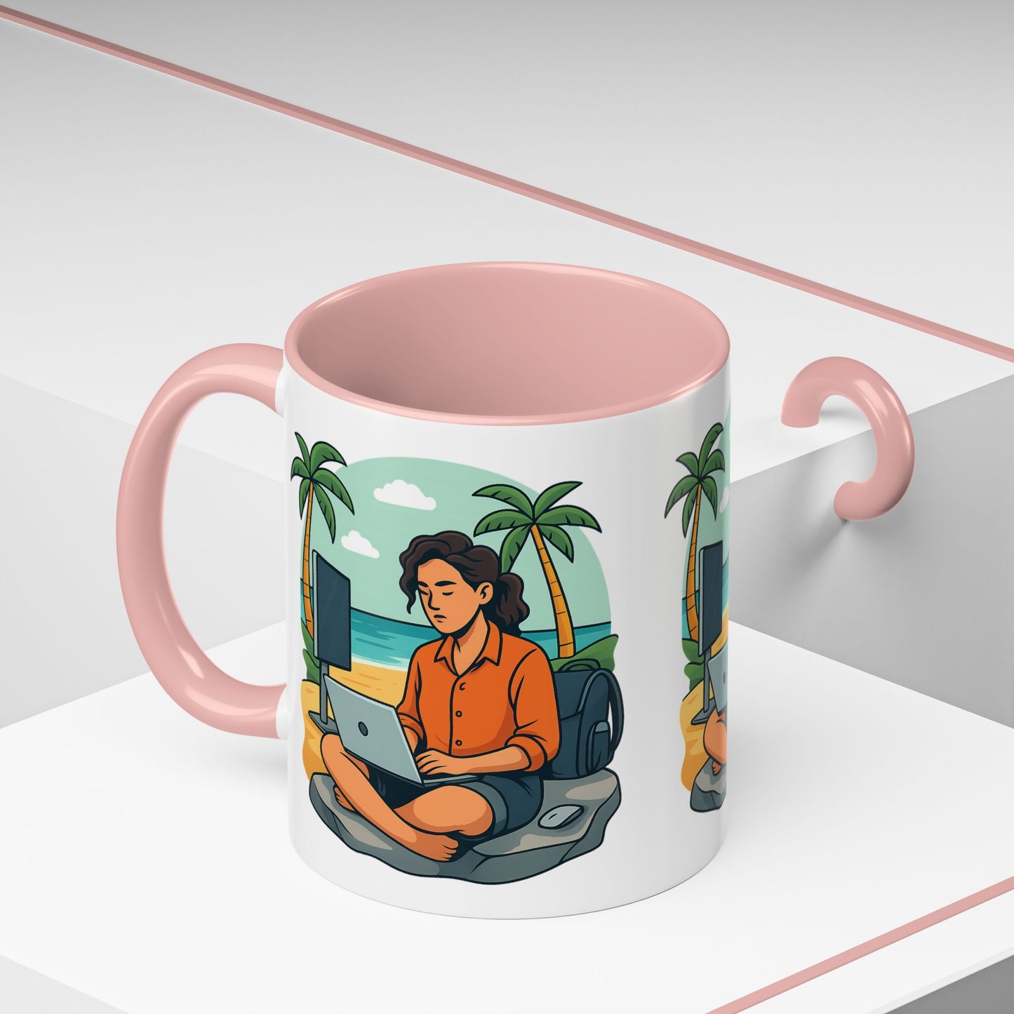“Be Beautiful” Black-Trim Ceramic Coffee Mug