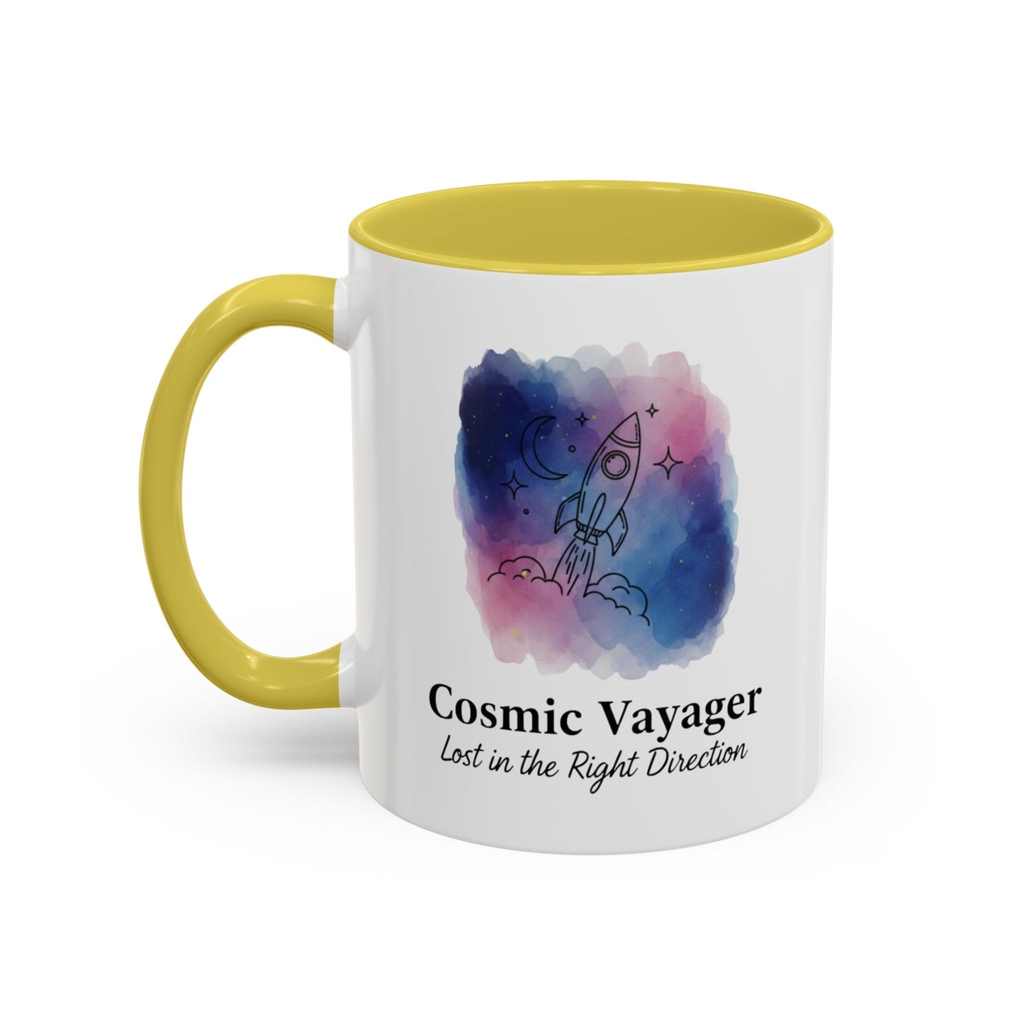 Cosmic Voyager Ceramic Coffee Mug – Space Rocket Art