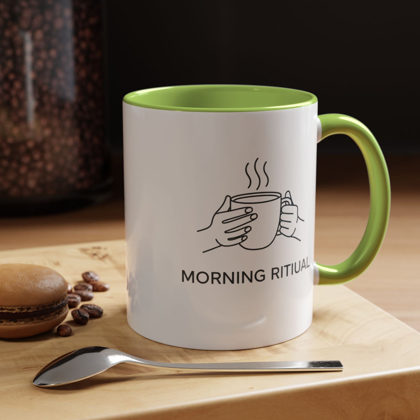 “Morning Ritual” Ceramic Coffee Mug, 11oz Accent Cup