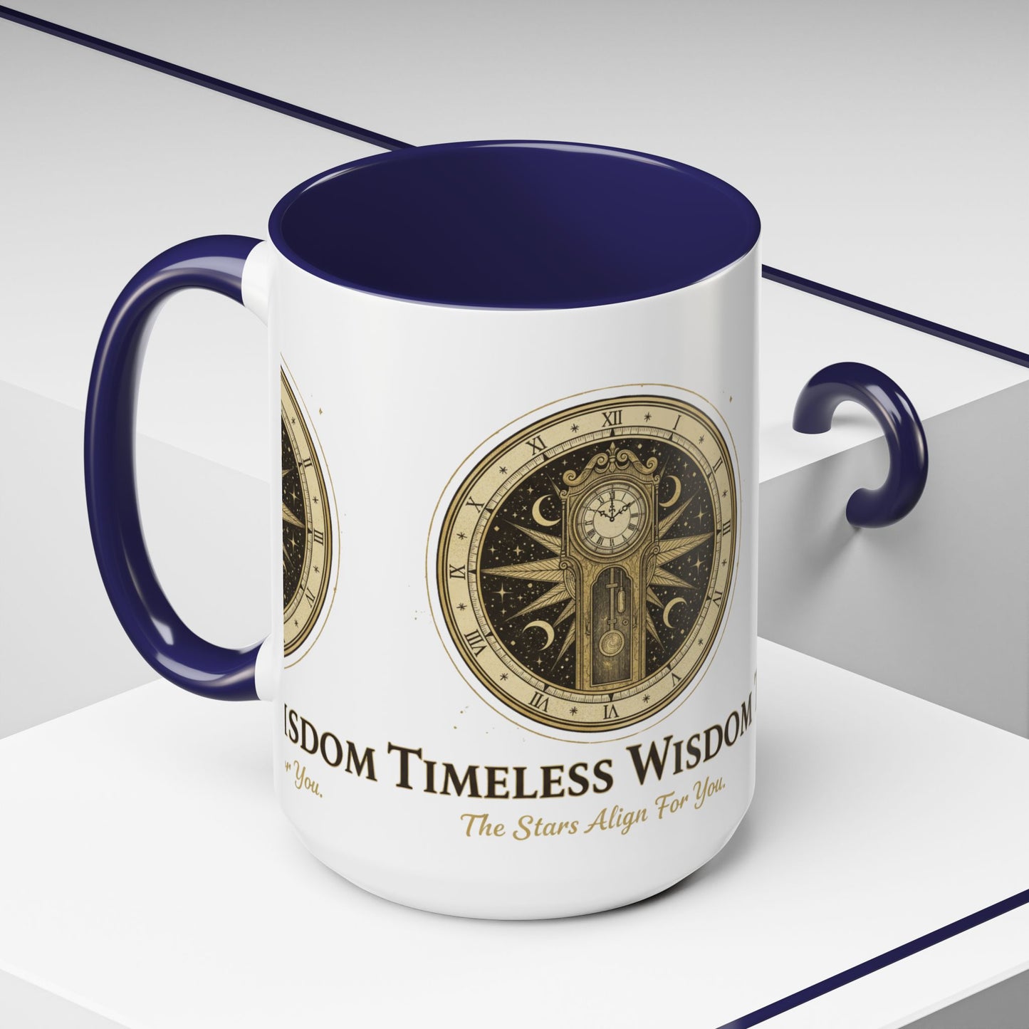 Vintage Celestial Clock Ceramic Coffee Mug | Timeless Wisdom Gift