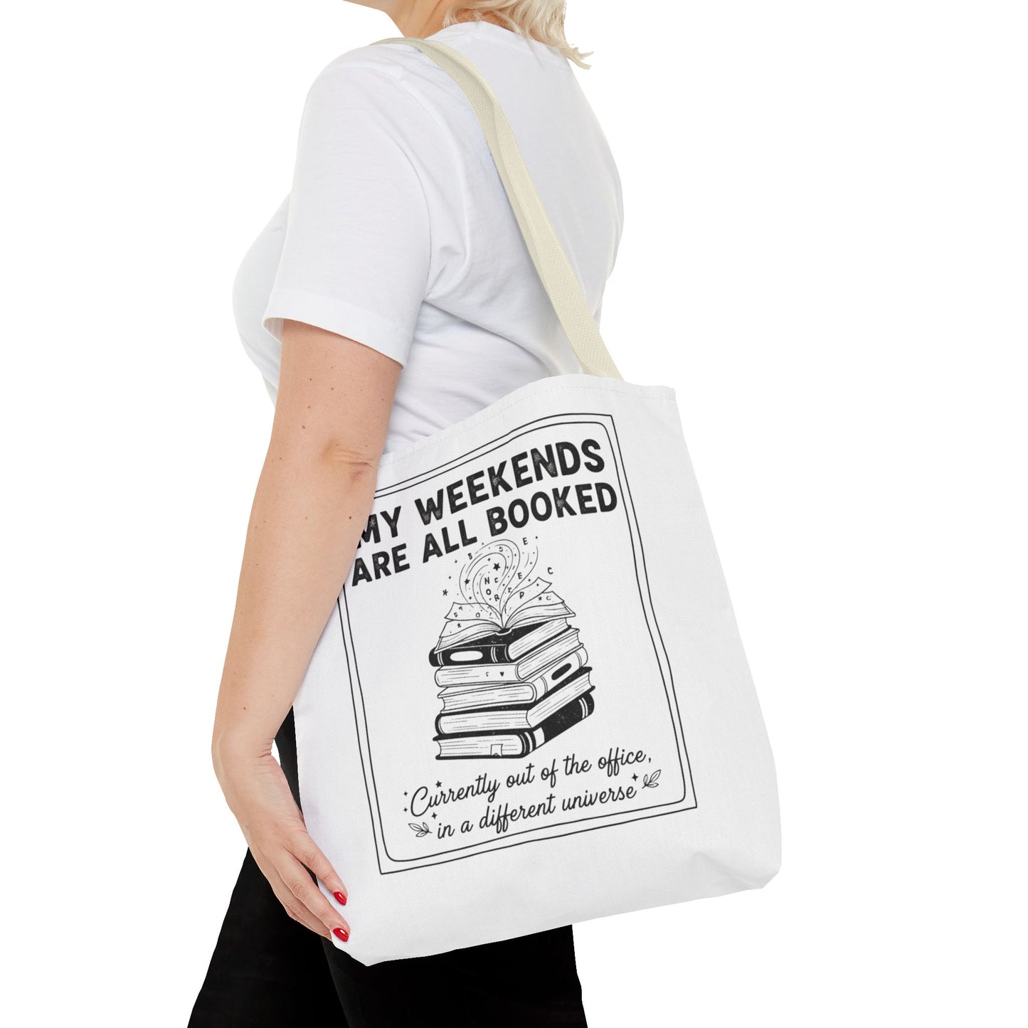 My Weekends Are All Booked Tote Bag | Funny Book Lover Gift | Bibliophile Aesthetic Canvas Bag | Literary Out of Office Tote